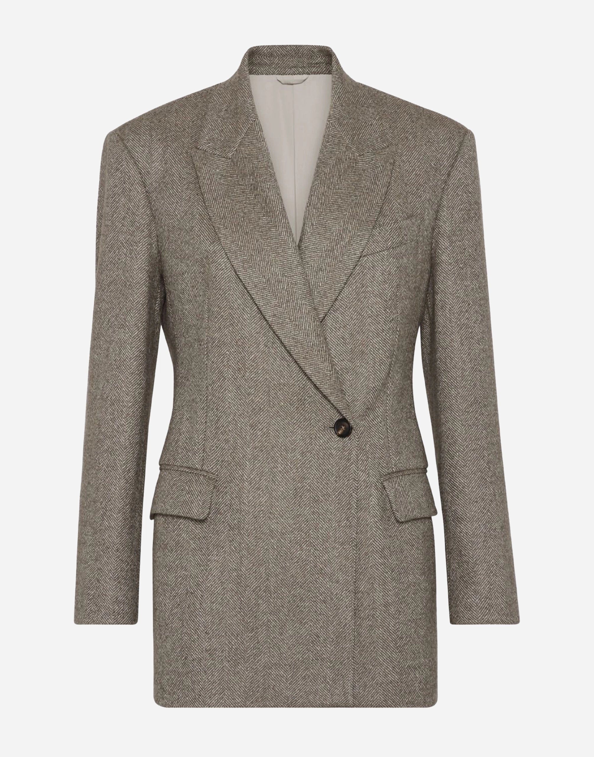 Brunello Cucinelli Double-Breasted Herringbone Blazer