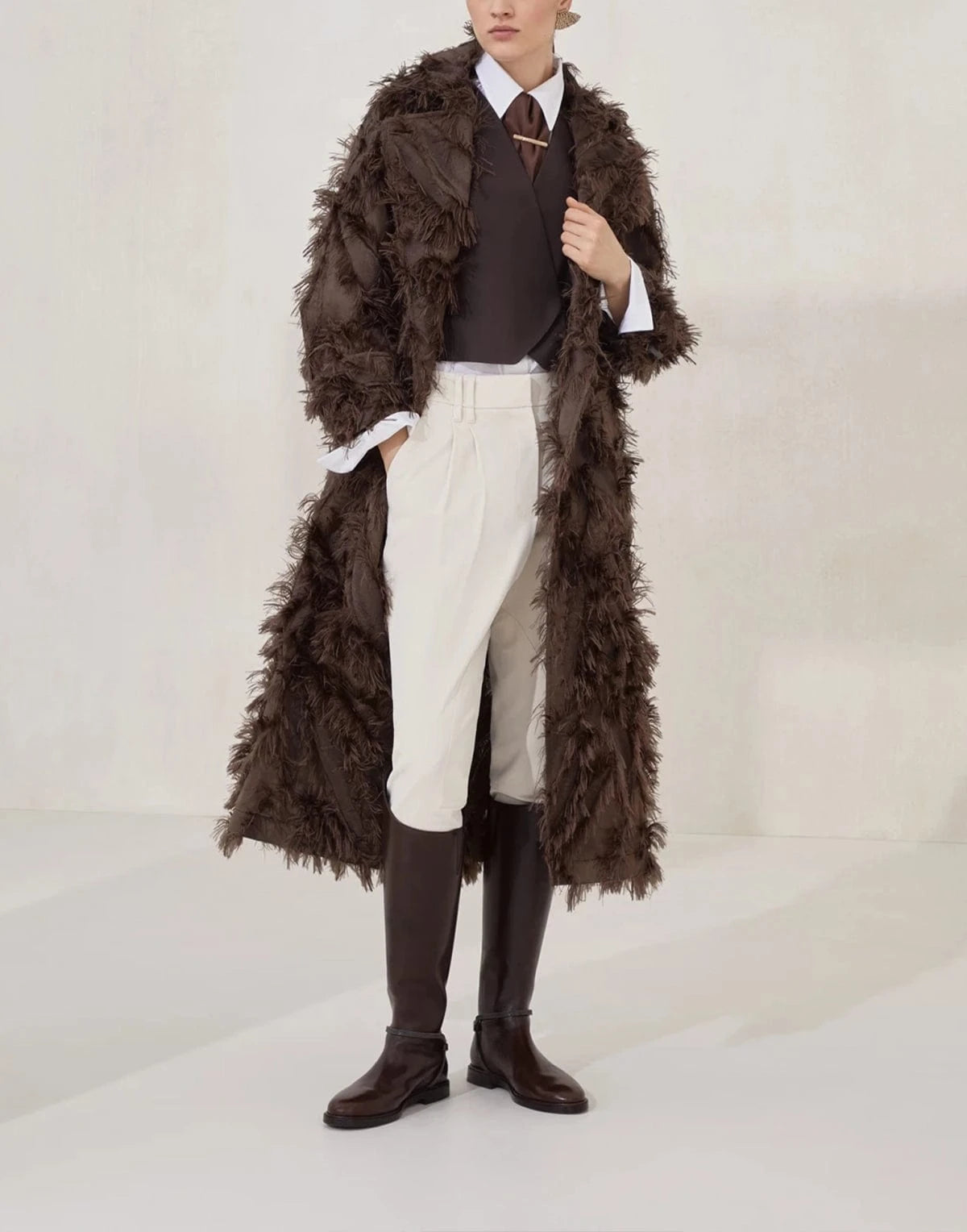 Brunello Cucinelli Dracaena Fil Coupé Belted Coat