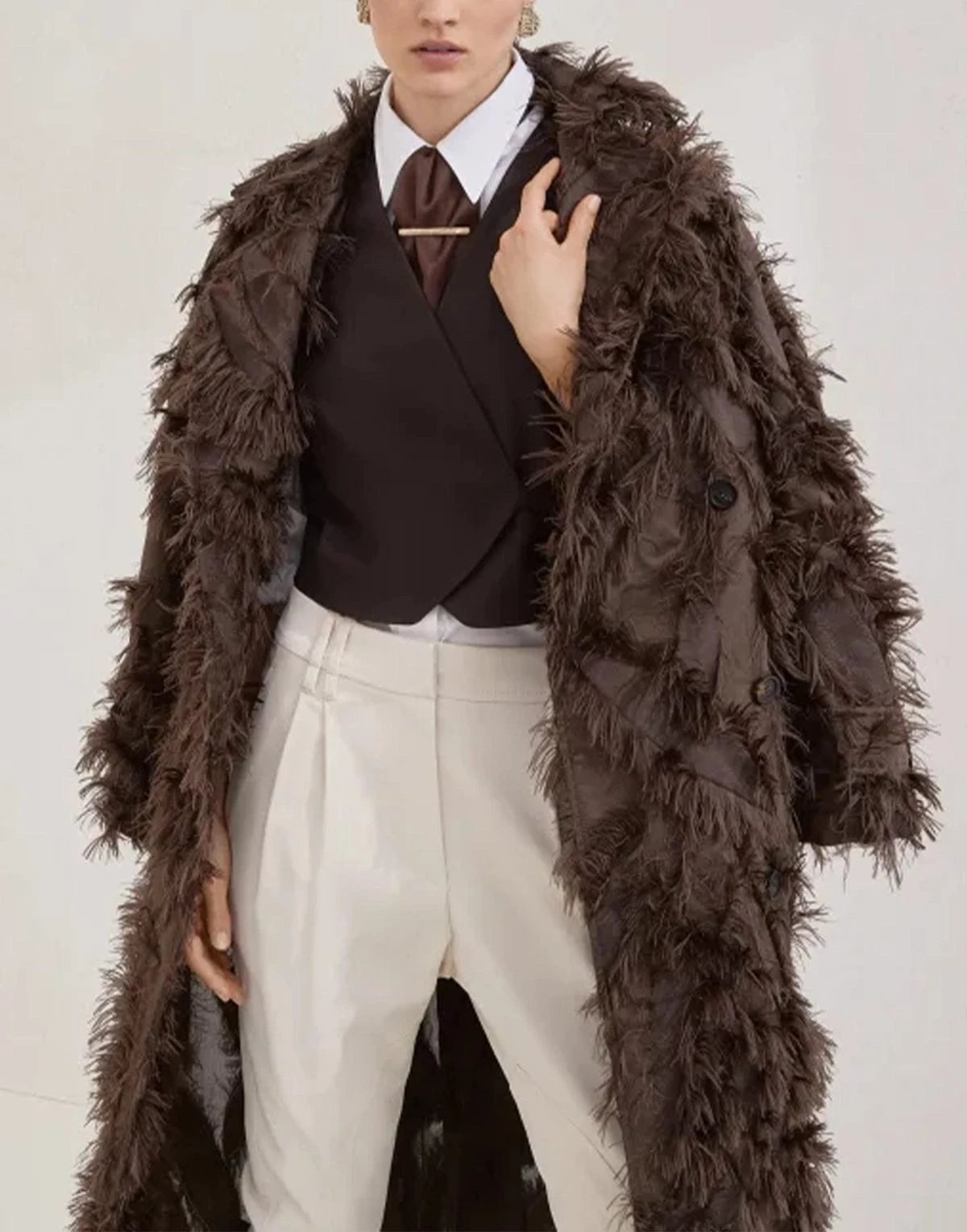 Brunello Cucinelli Dracaena Fil Coupé Belted Coat