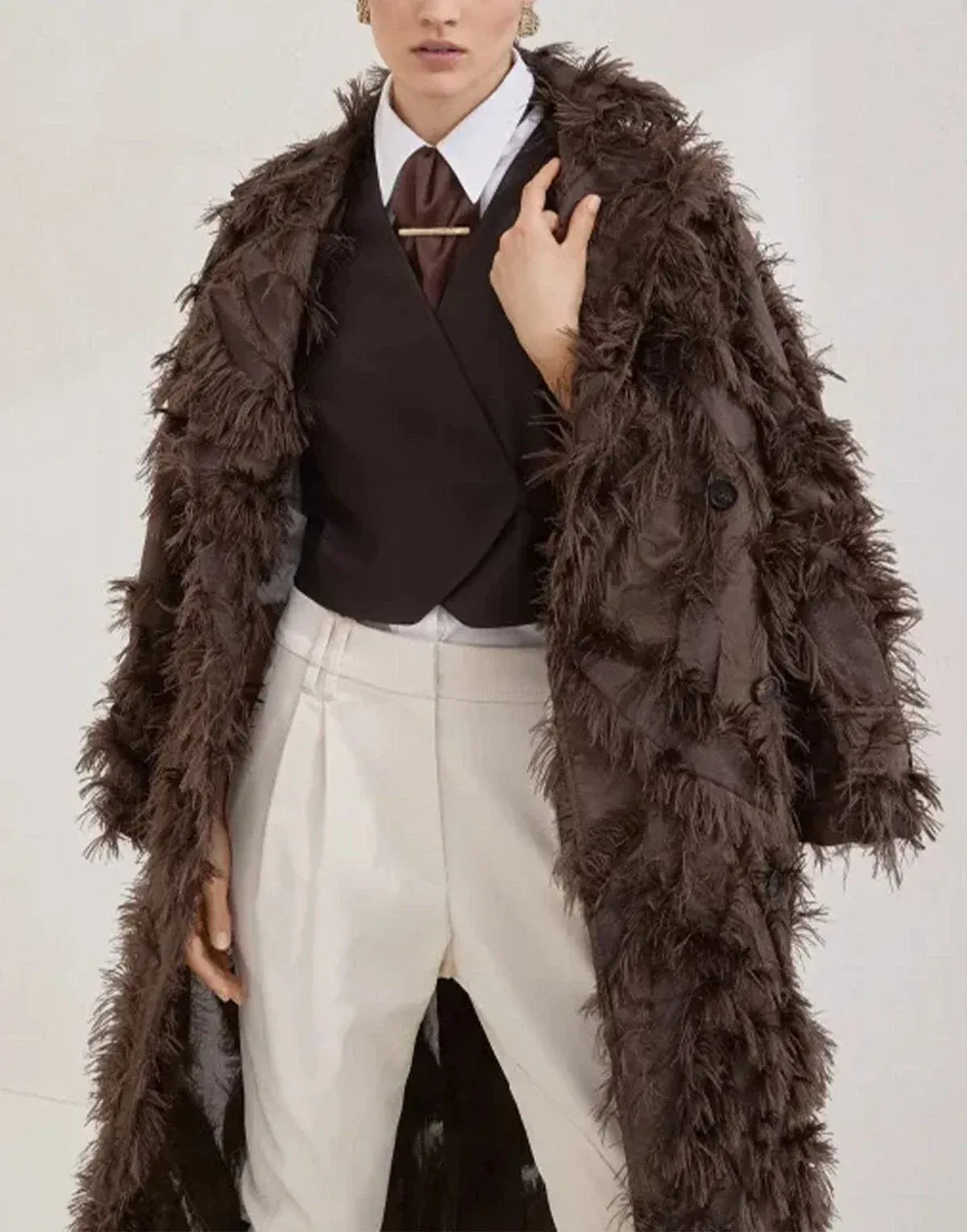Brunello Cucinelli Dracaena Fil Coupé Belted Coat