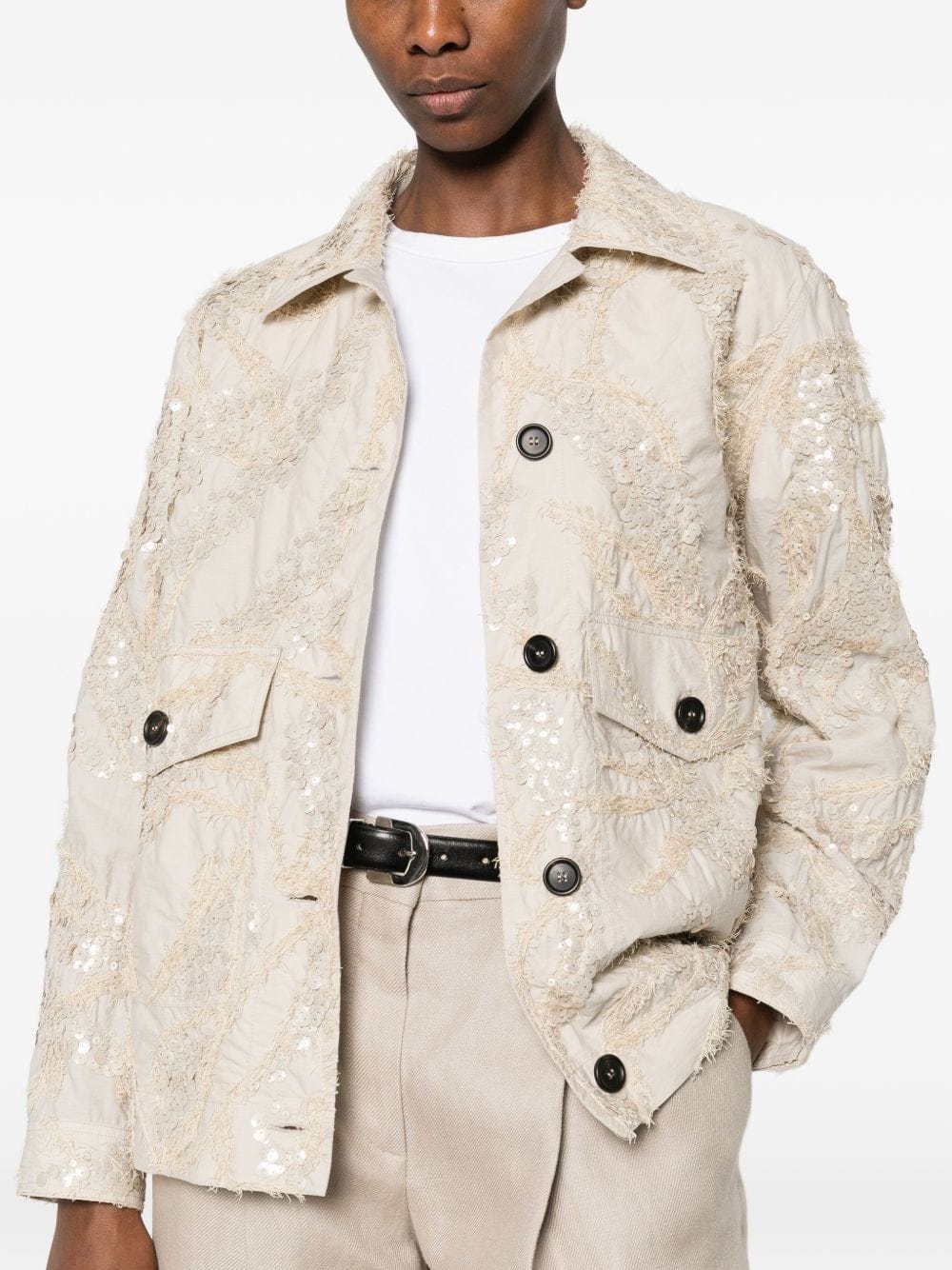 Brunello Cucinelli Embroidered Techno Poplin Cotton Jacket