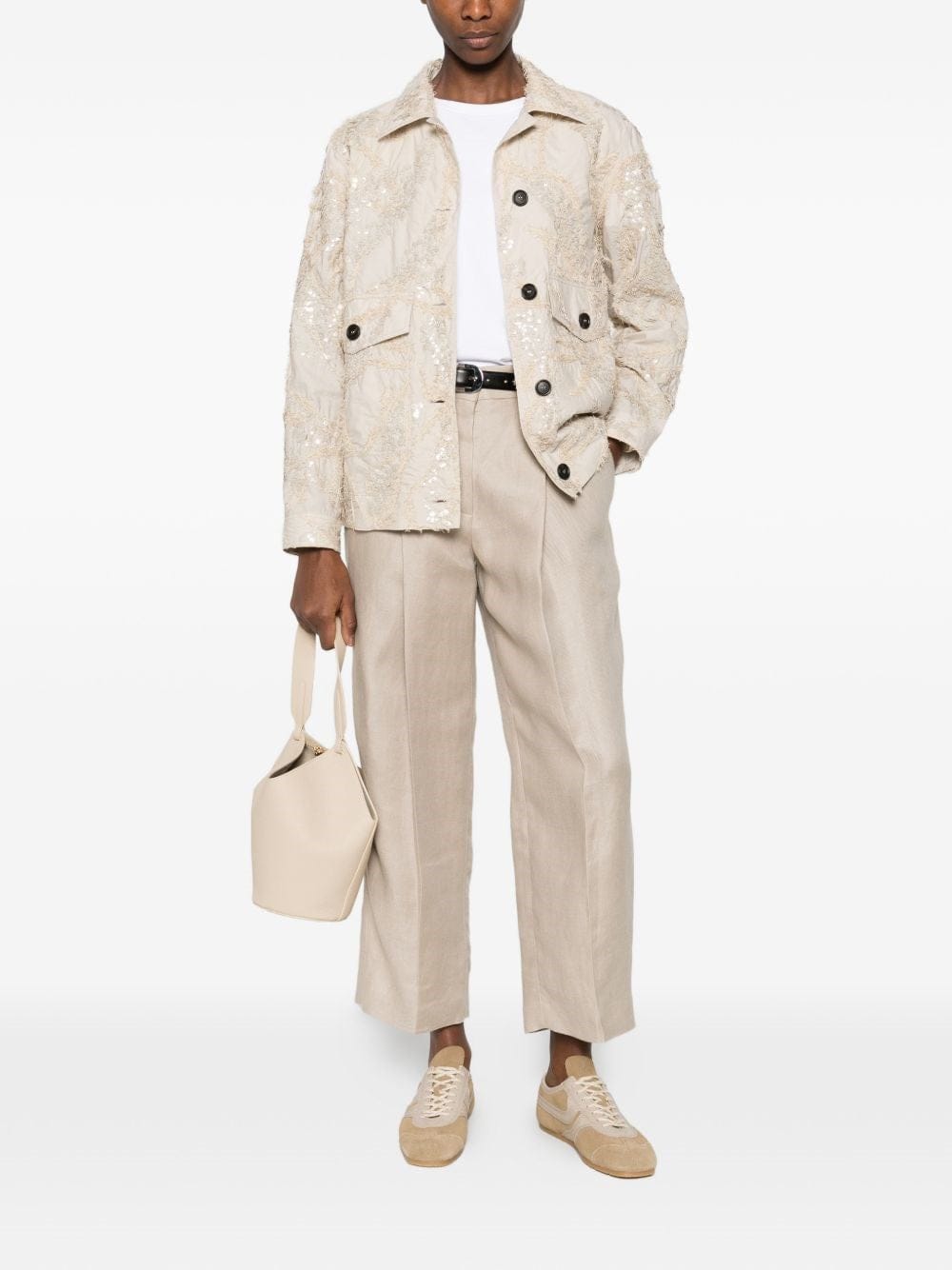 Brunello Cucinelli Embroidered Techno Poplin Cotton Jacket
