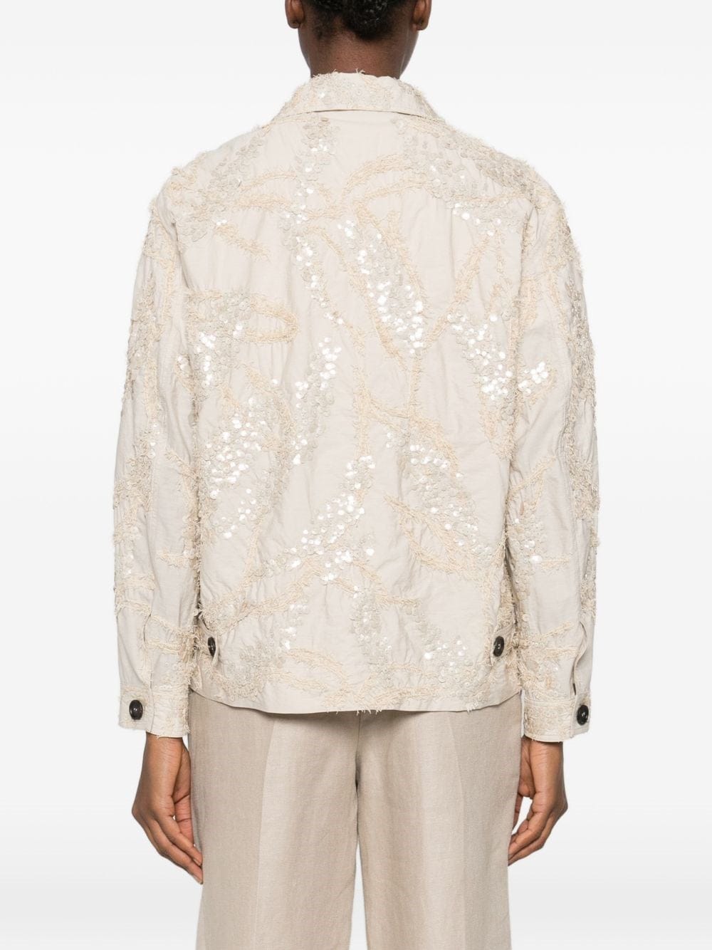 Brunello Cucinelli Embroidered Techno Poplin Cotton Jacket
