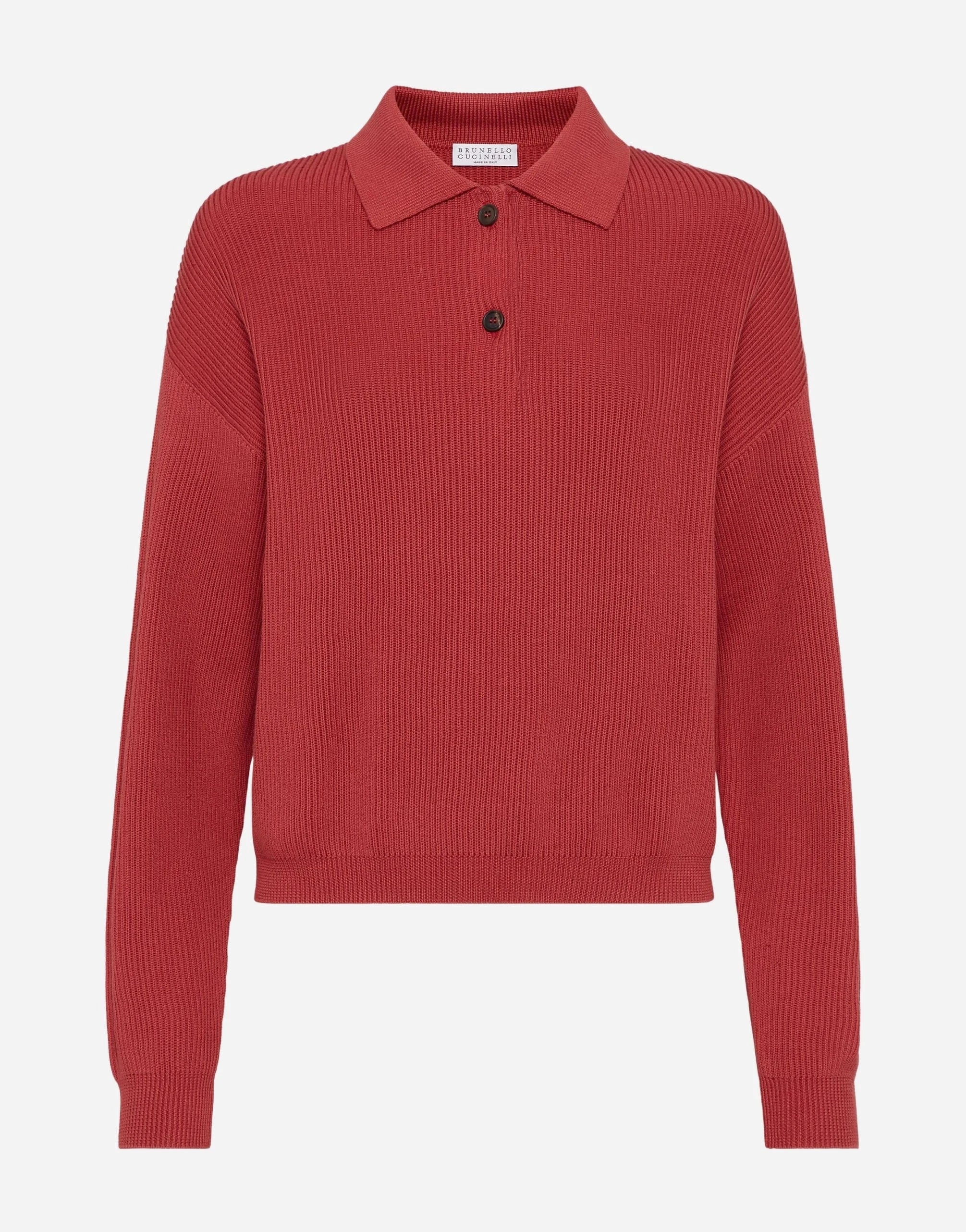 Brunello Cucinelli English Rib Knit Monili-Trim Polo Shirt