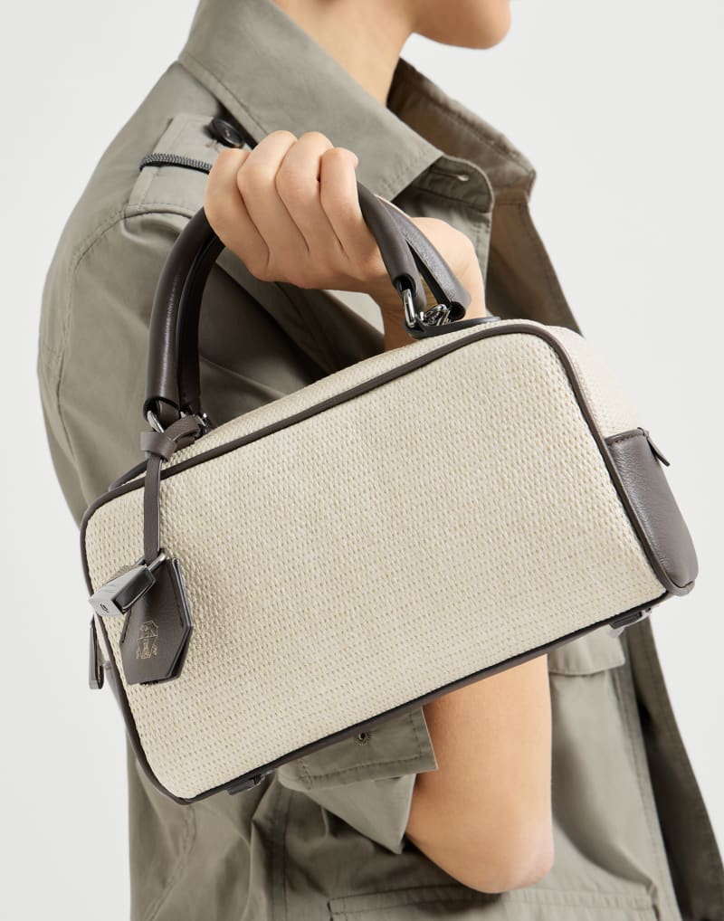 Brunello Cucinelli Explorer Raffia Small Boston Bag | Sendegaro