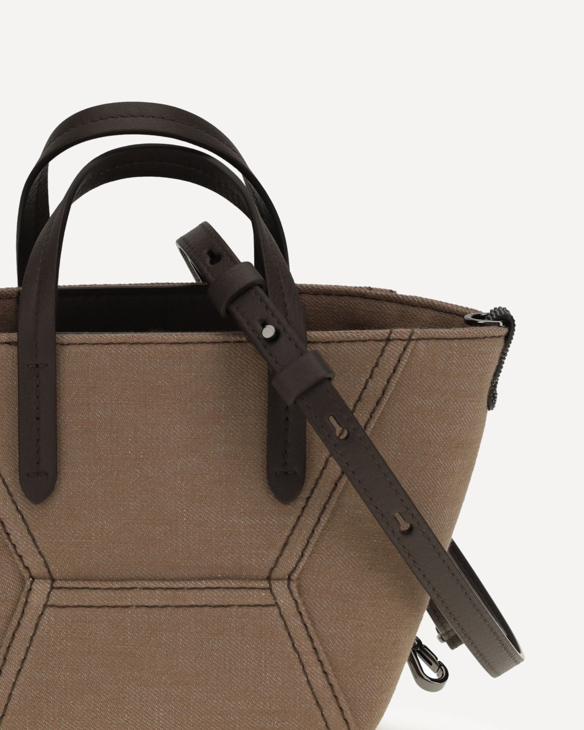 Brunello Cucinelli Fabric Tote Bag With Leather Handles