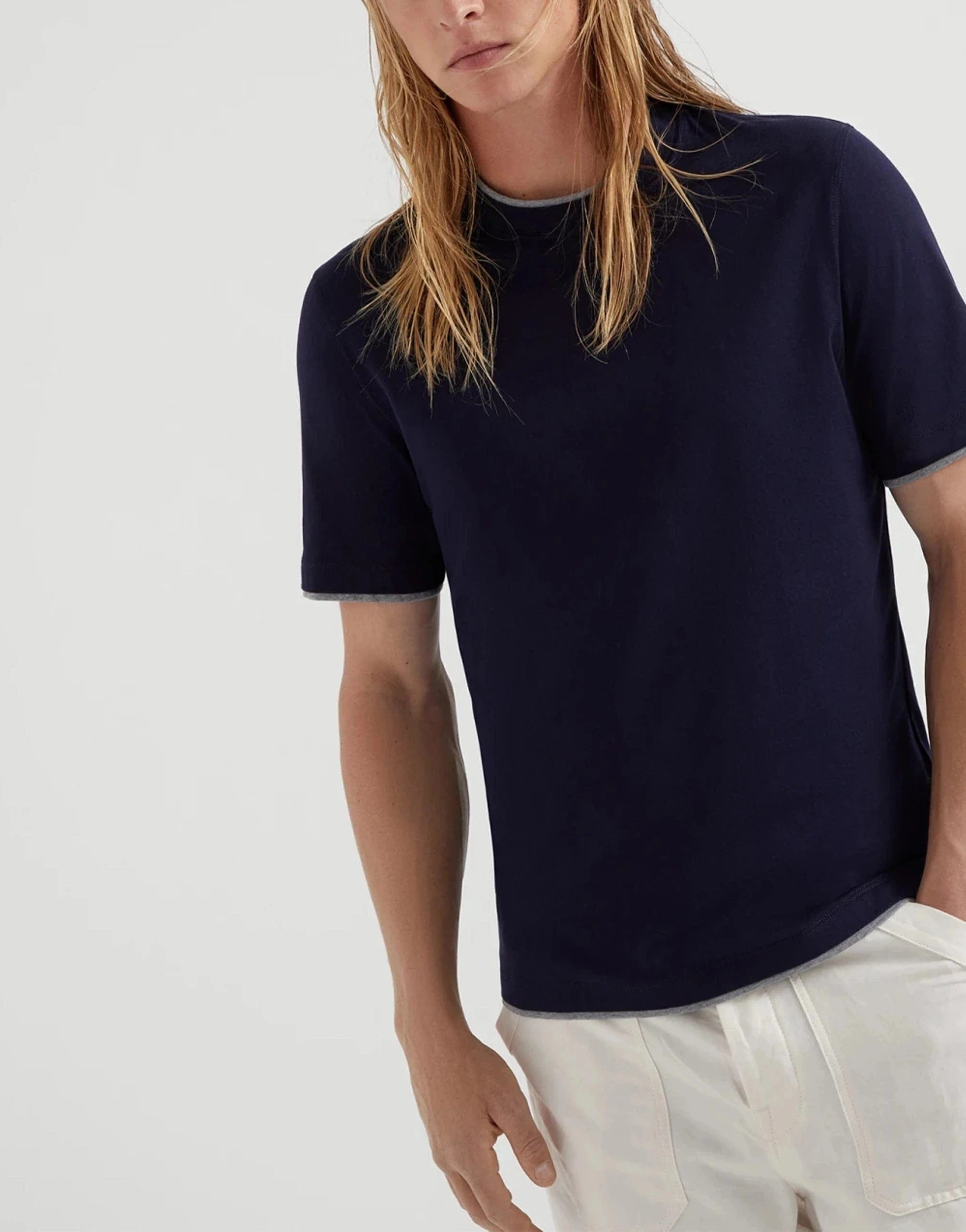 Brunello Cucinelli フェイクレイヤーコットンTシャツ Brunello Cucinelli フェイクレイヤーコットンTシャツ