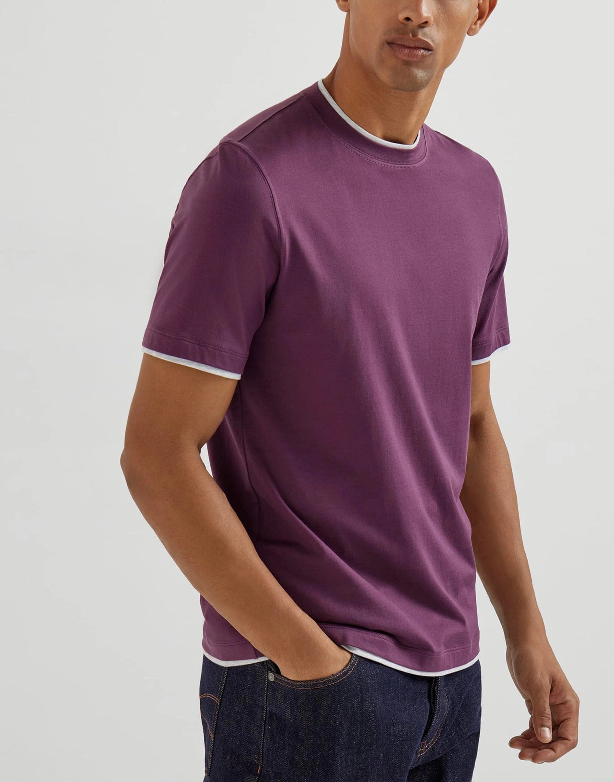 Brunello Cucinelli Faux-Layering Cotton Crewneck T-Shirt