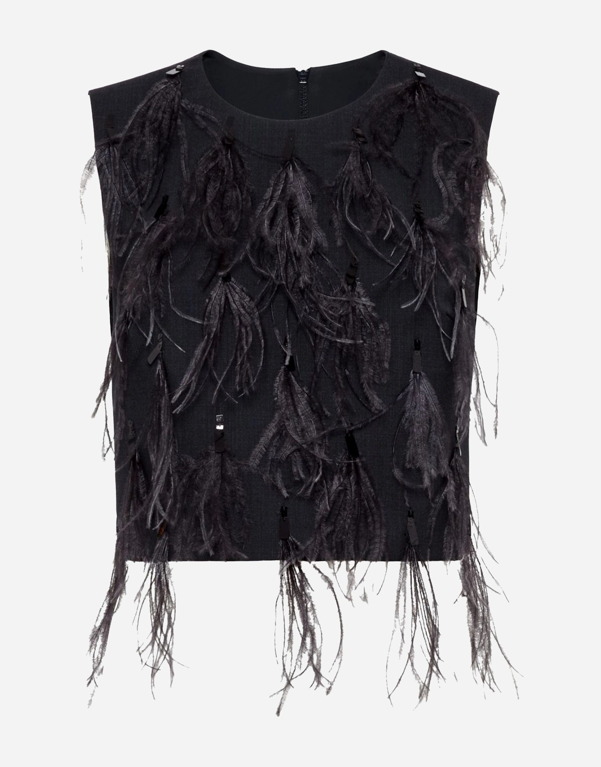 Brunello Cucinelli Feather-Detailing Sleeveless Top