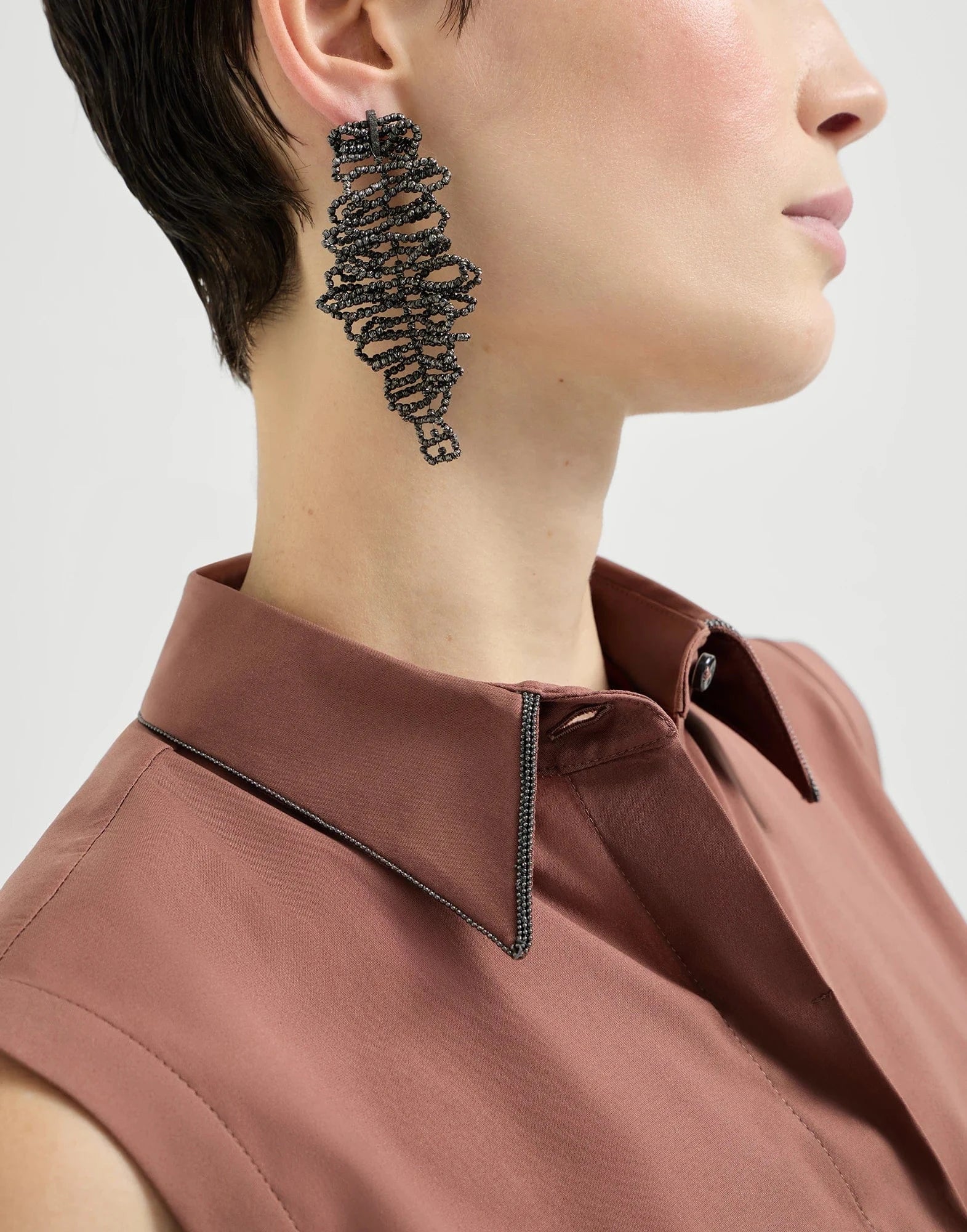 Brunello Cucinelli Firebrick Cotton Poplin Sleeveless Shirt