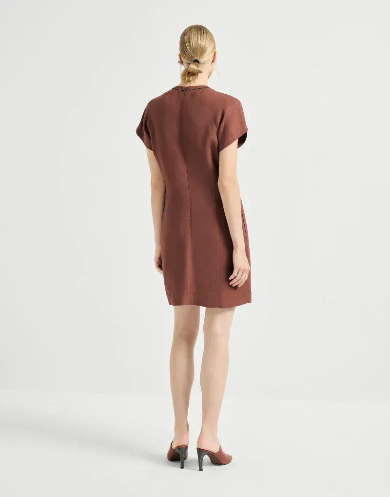 Brunello Cucinelli Firebrick Fluid Twill T-Shirt Dress