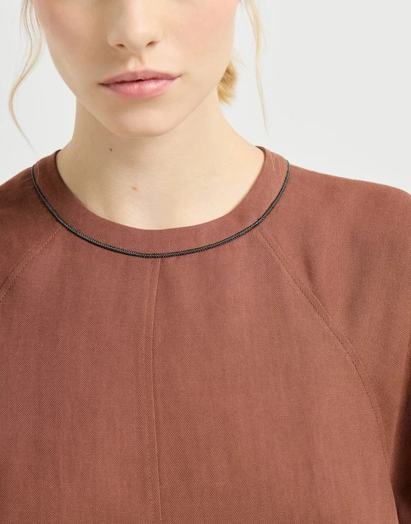 Brunello Cucinelli Firebrick Fluid Twill T-Shirt Dress