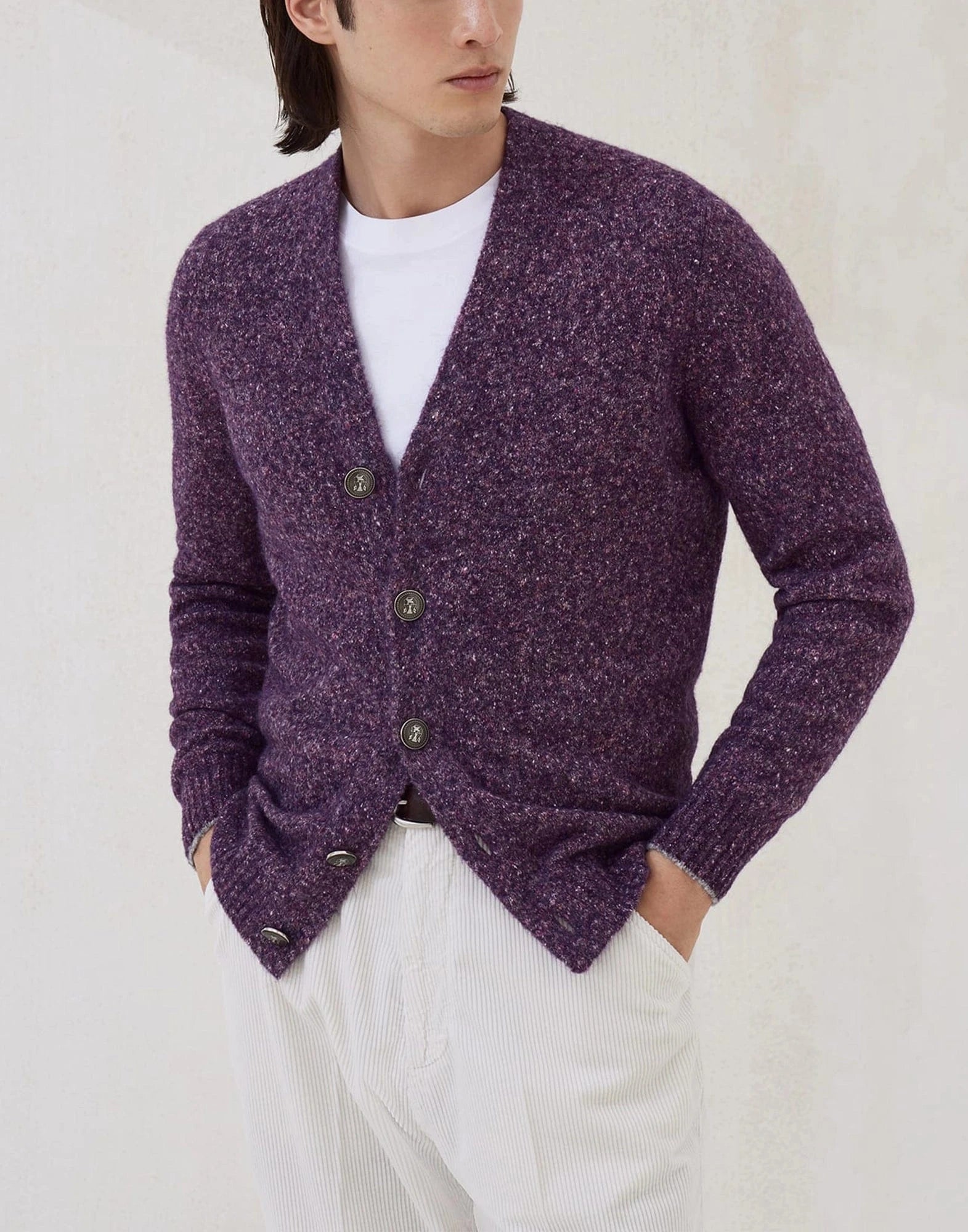 Brunello Cucinelli Flecked Alpaca-Blend Cardigan