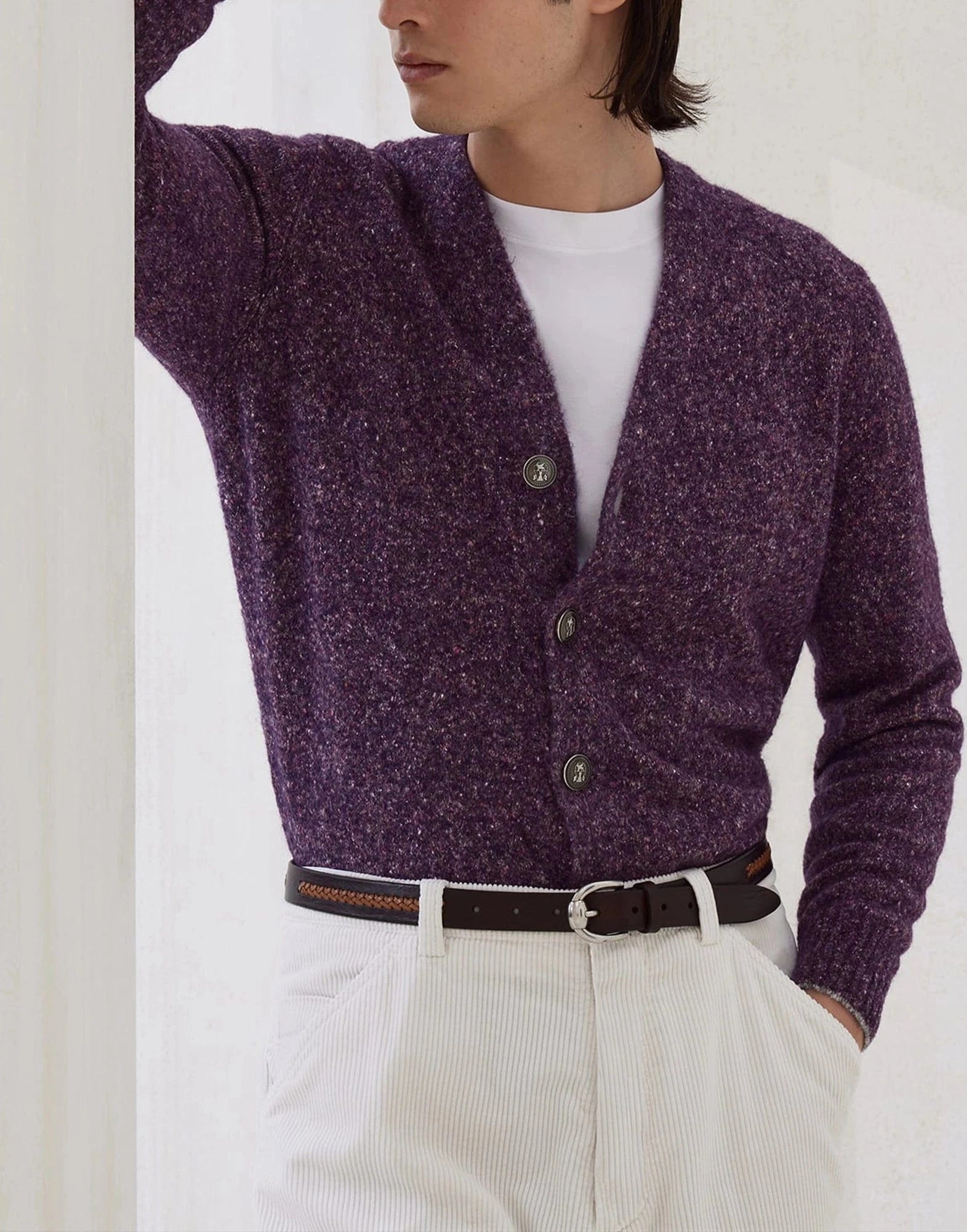 Brunello Cucinelli Flecked Alpaca-Blend Cardigan