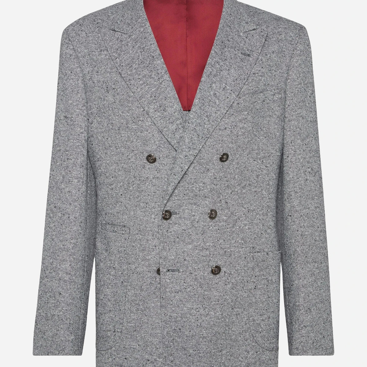 Brunello Cucinelli Flecked Grisaille Double-Breasted Blazer