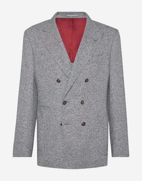 Brunello Cucinelli Flecked Grisaille Double-Breasted Blazer