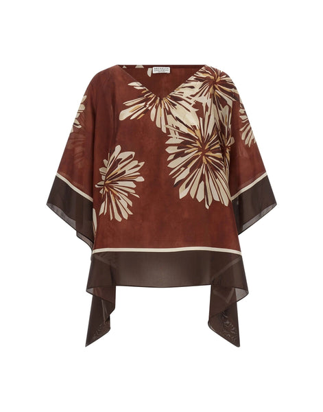 Brunello Cucinelli Floral Silk Foulard Blouse | Sendegaro DE