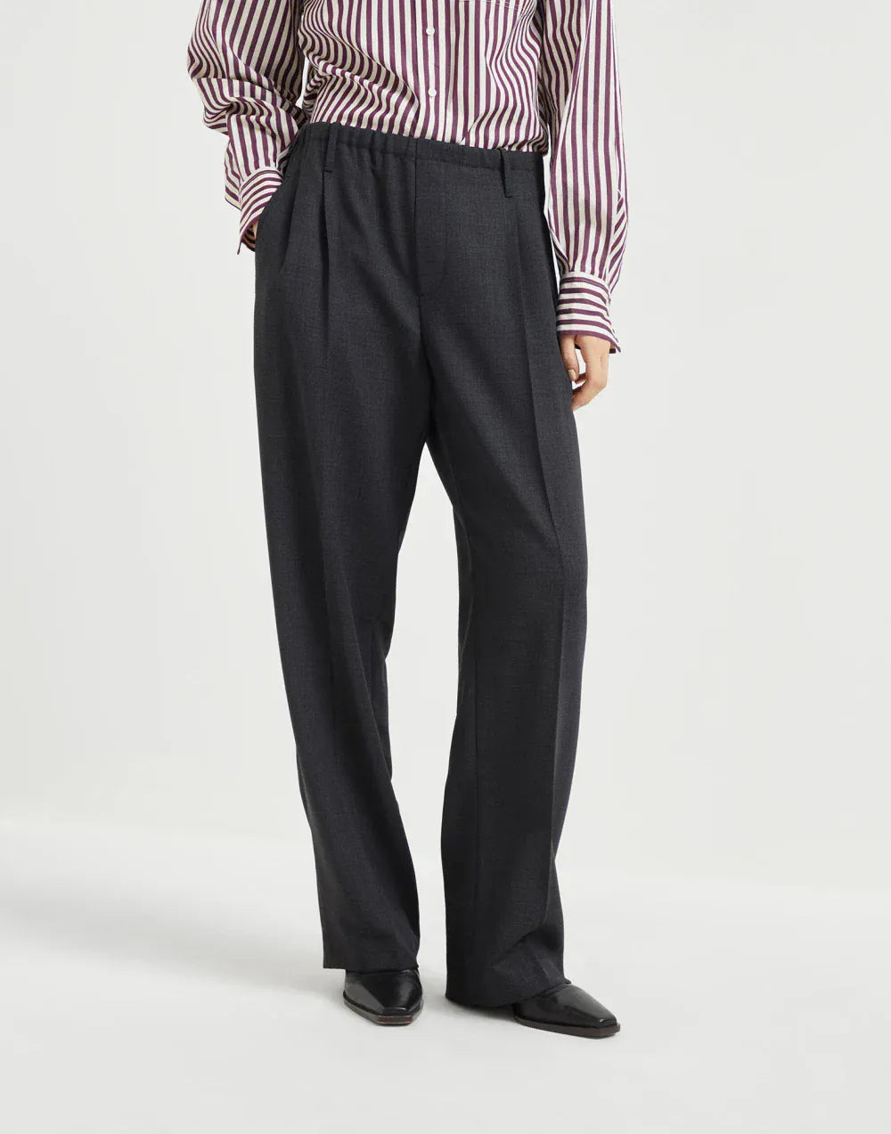 Brunello Cucinelli Fluid Crêpe Twill Sartorial Track Trousers