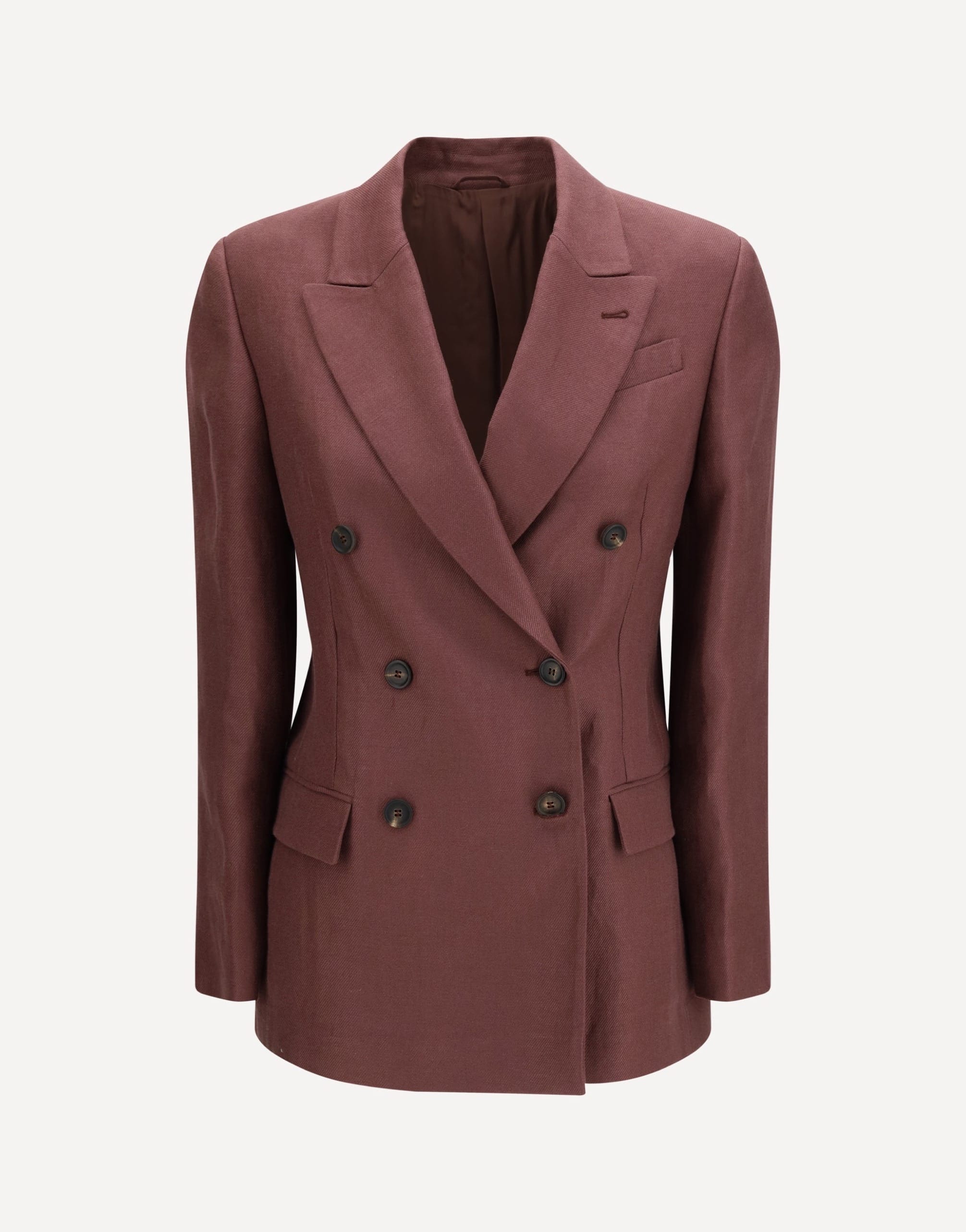 Brunello Cucinelli Fluid Twill Jacket In Viscose And Linen With Monili Details