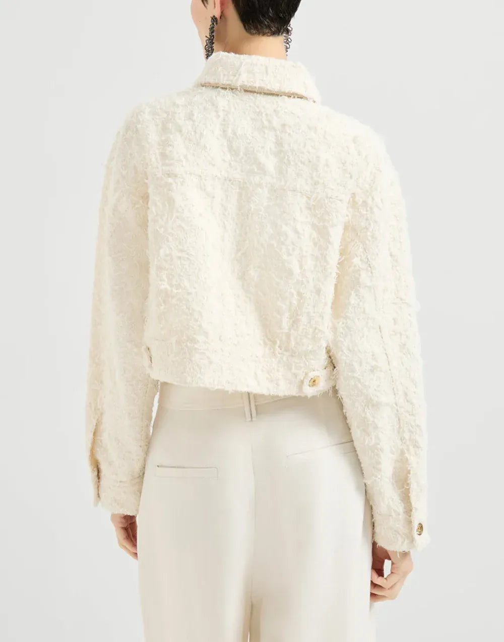 Brunello Cucinelli Fuzzy Dyed Denim Monili Jacket