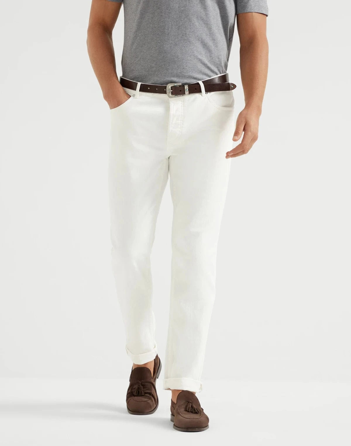 BRUNELLO CUCINELLI ホワイト スリムフィット デニム 48 BRUNELLO CUCINELLI ホワイト スリムフィット デニム 48