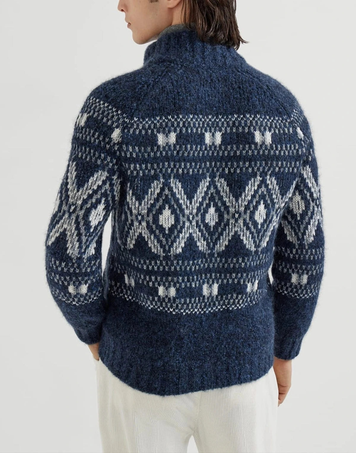 Brunello Cucinelli Geometric Jacquard Zip-Up Cardigan