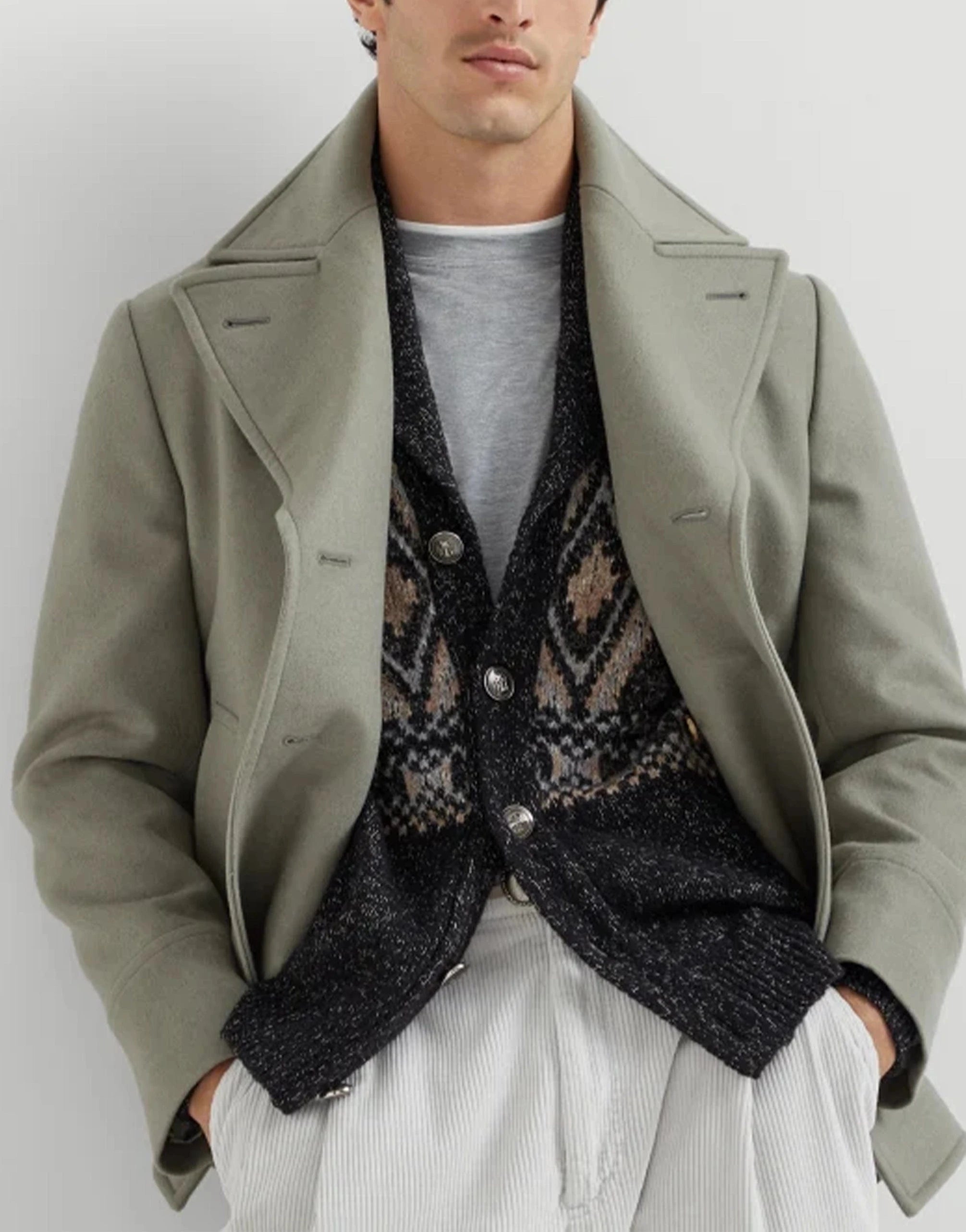 Brunello Cucinelli Geometric Mouliné Jacquard Cardigan