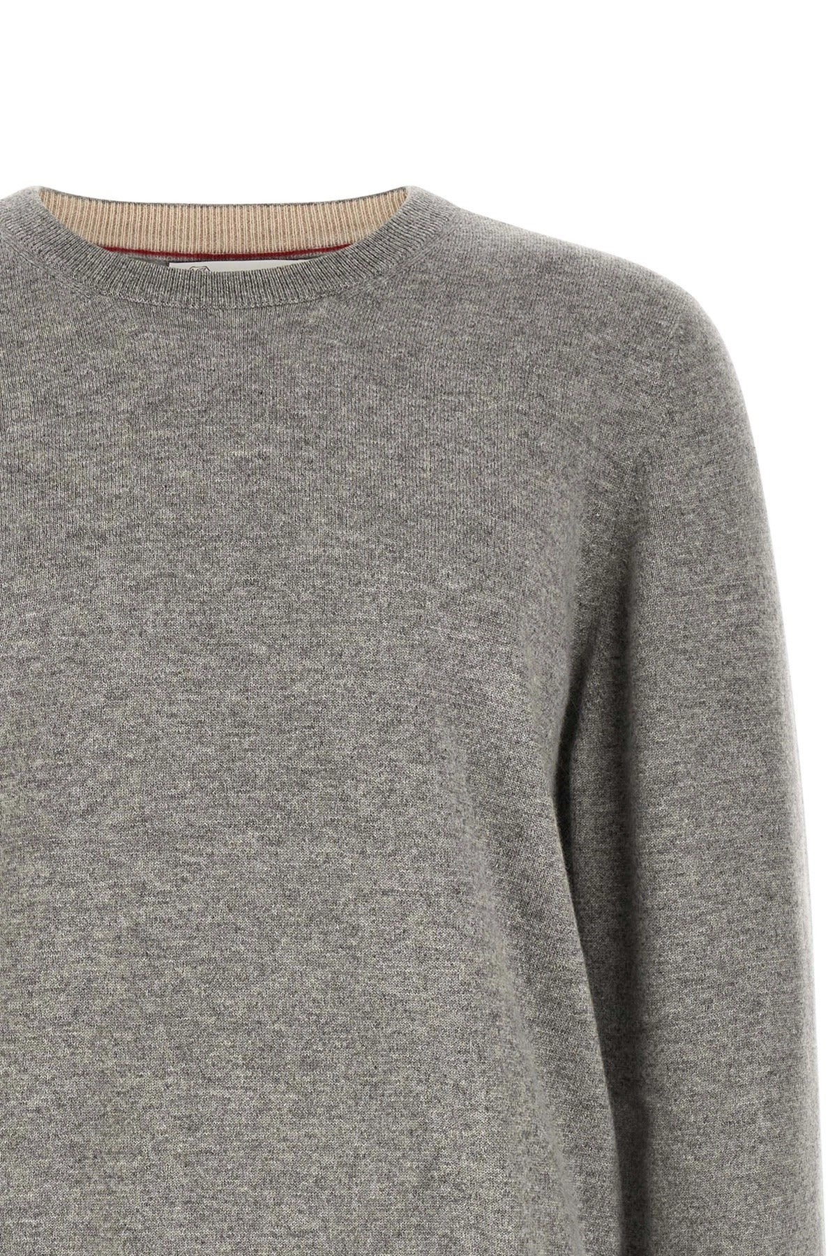 Brunello Cucinelli グレー カシミヤ クルーネック セーター