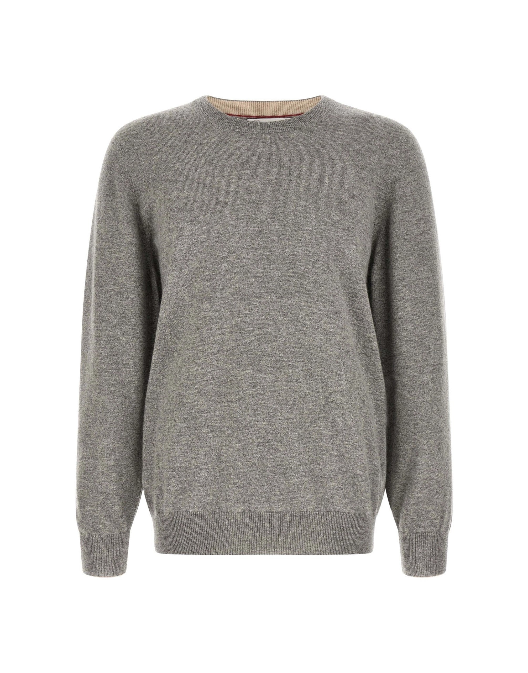 Brunello Cucinelli グレー カシミヤ クルーネック セーター