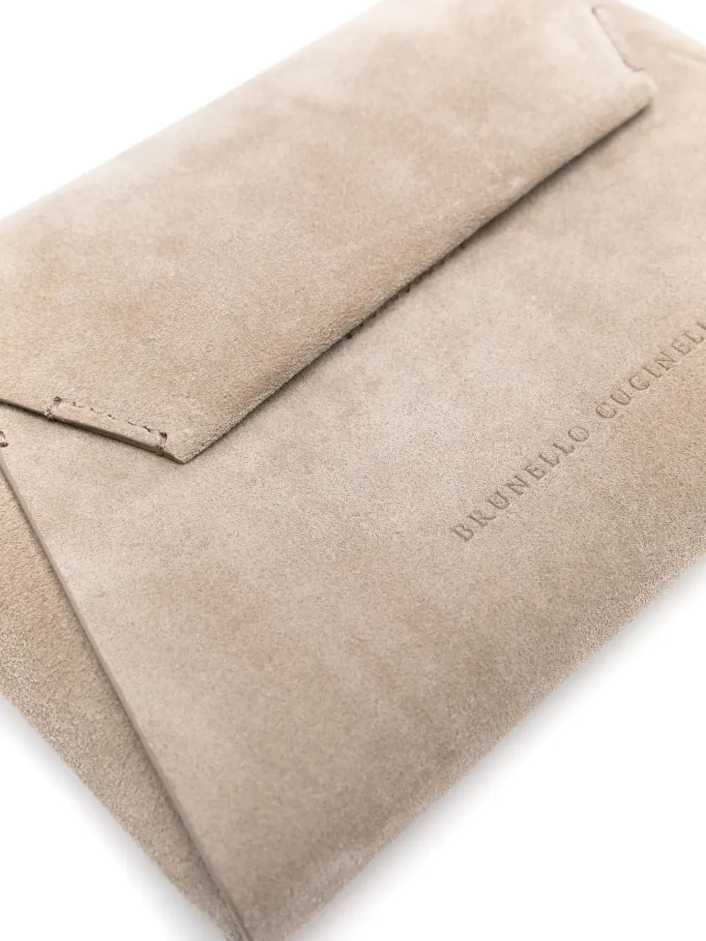 Brunello Cucinelli Grey BC Duo Suede Clutch Bag