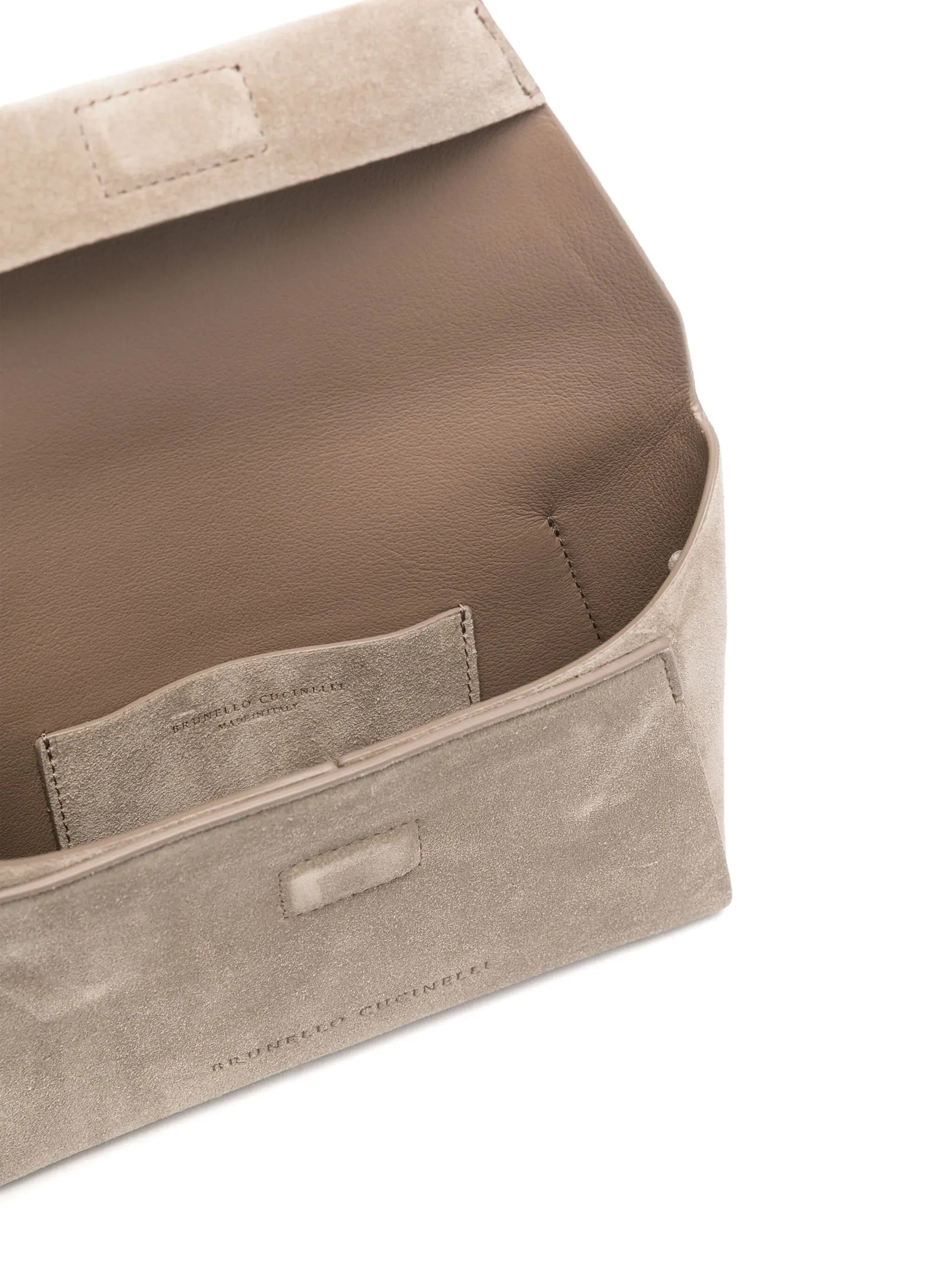 Brunello Cucinelli Grey BC Duo Suede Clutch Bag