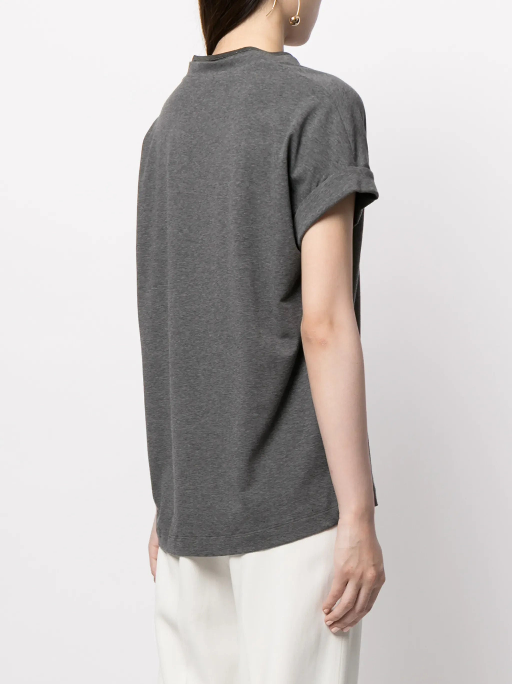 Brunello Cucinelli Grey Cap-Sleeve T-Shirt