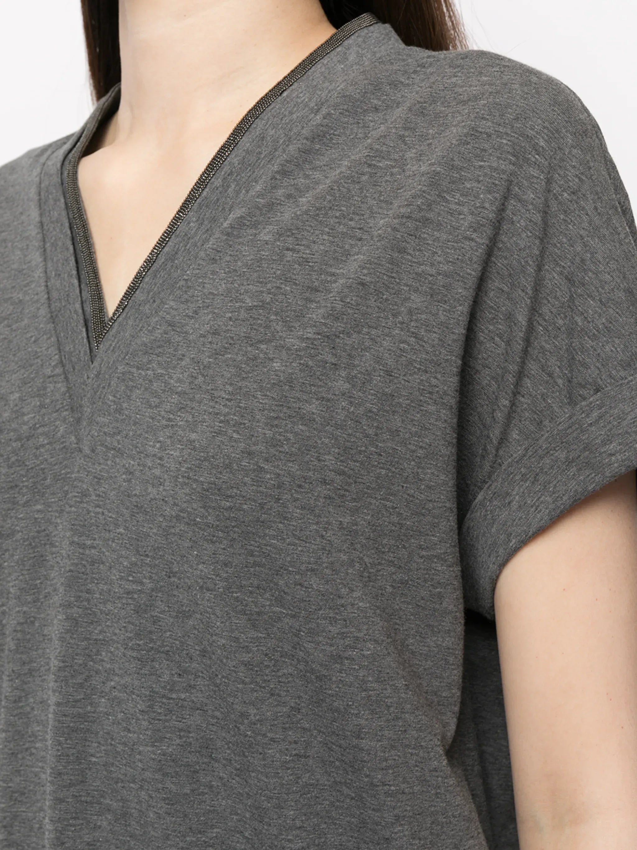 Brunello Cucinelli Grey Cap-Sleeve T-Shirt