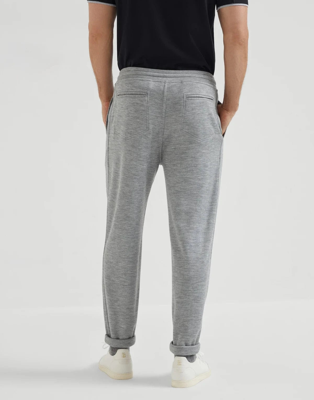 Brunello Cucinelli Grey Cashmere-Silk Blend Track Pants