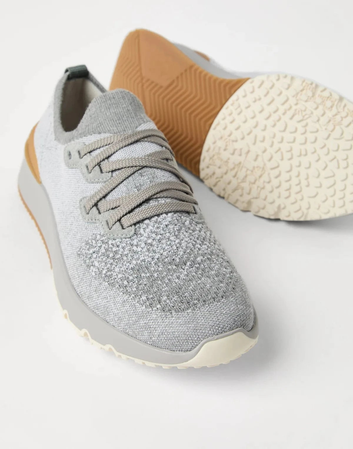 Brunello Cucinelli Grey Cotton Chiné Knit Sneakers Brunello Cucinelli Grey Cotton Chiné Knit Sneakers