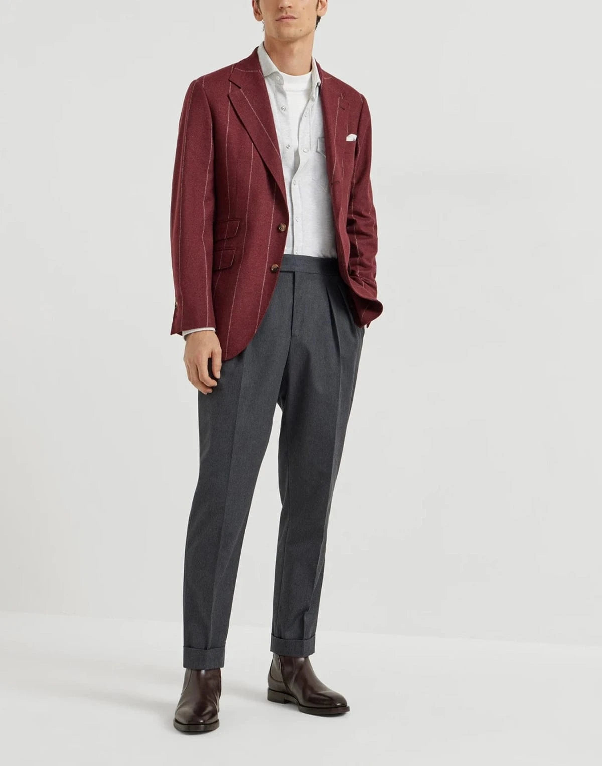 Brunello Cucinelli Grey Cotton Piqué Shirt