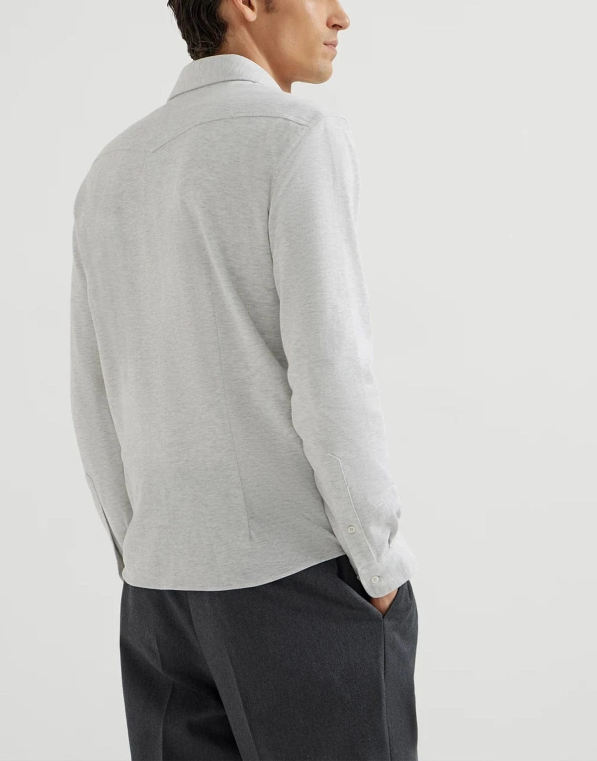 Brunello Cucinelli Grey Cotton Piqué Shirt | Sendegaro JP