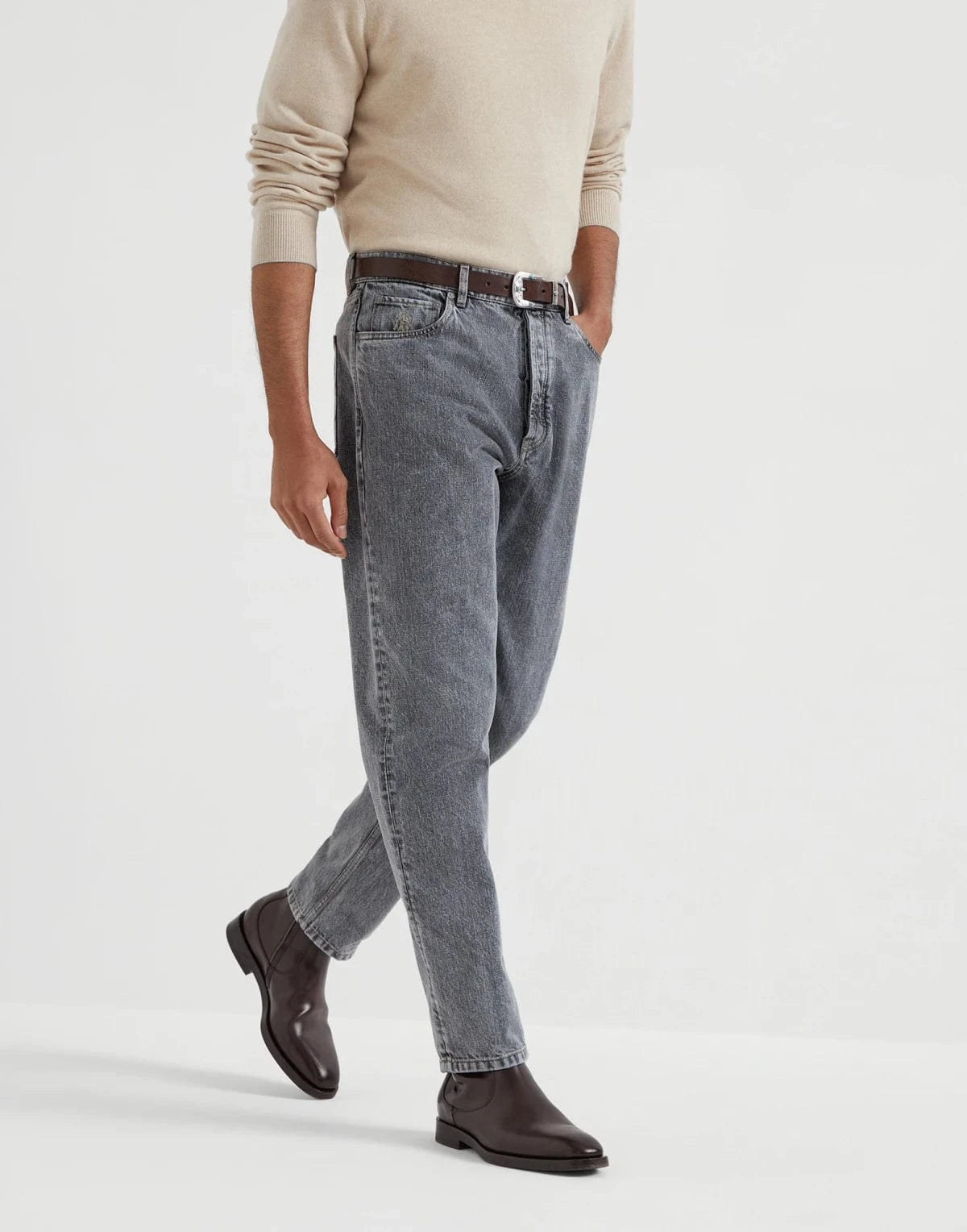 Brunello Cucinelli Grey Denim Iconic Fit Jeans