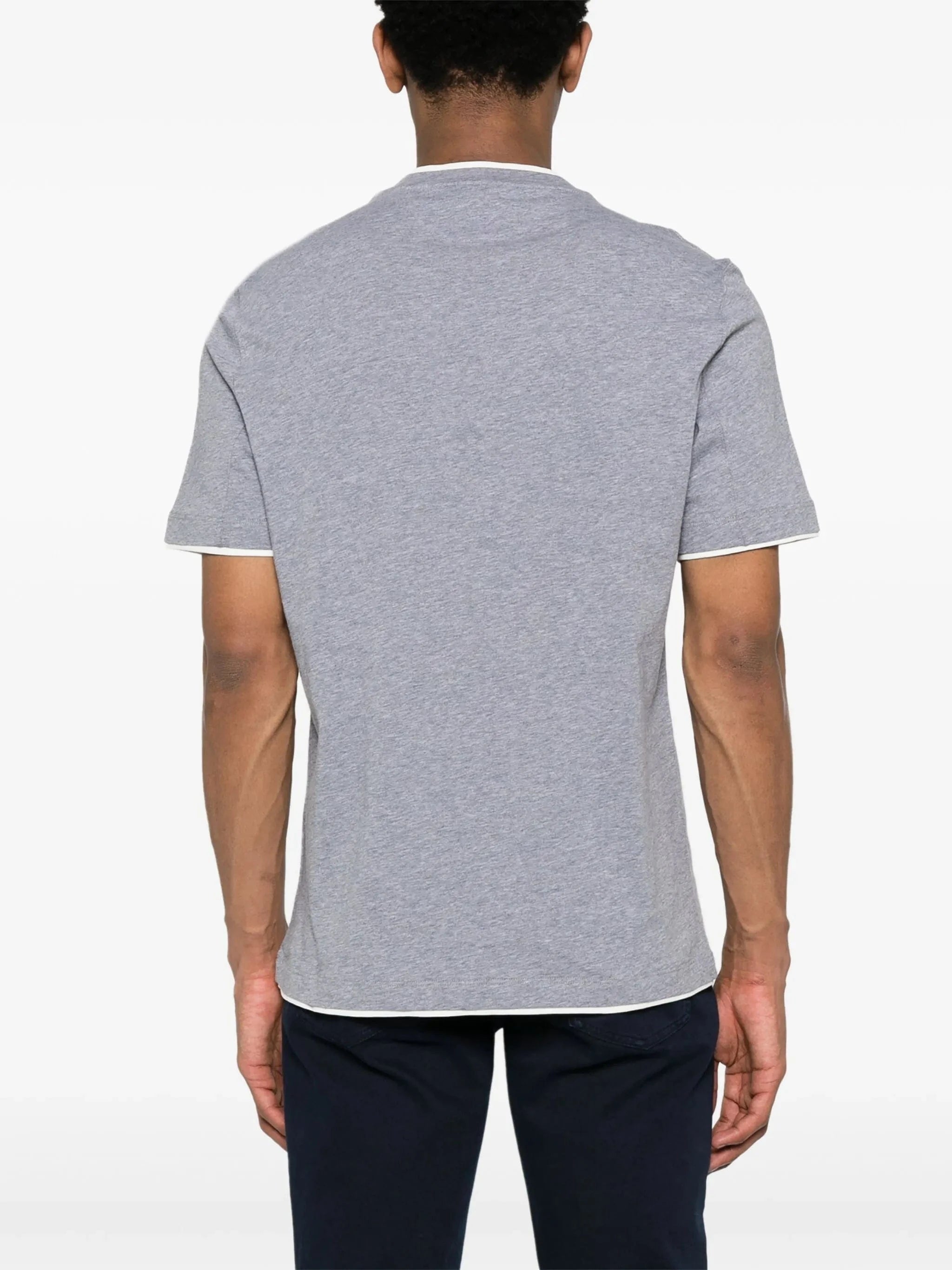 Brunello Cucinelli Grey Faux-Layering Cotton T-Shirt