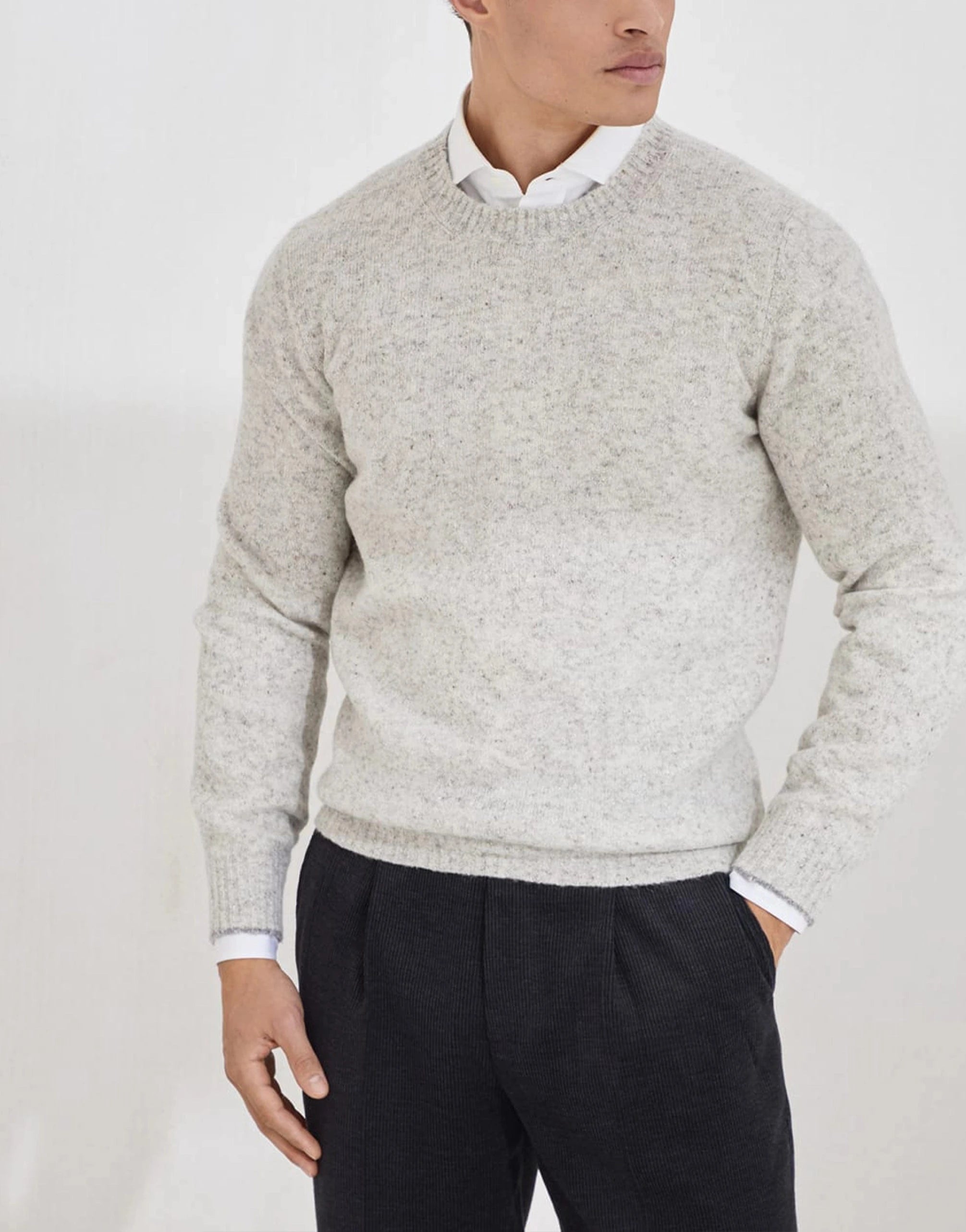 ブルネロクチネリ Brunello Cucinelli Alpaca Pullover Brunello Cucinelli Grey Flecked Alpaca Sweater | Sendegaro UK