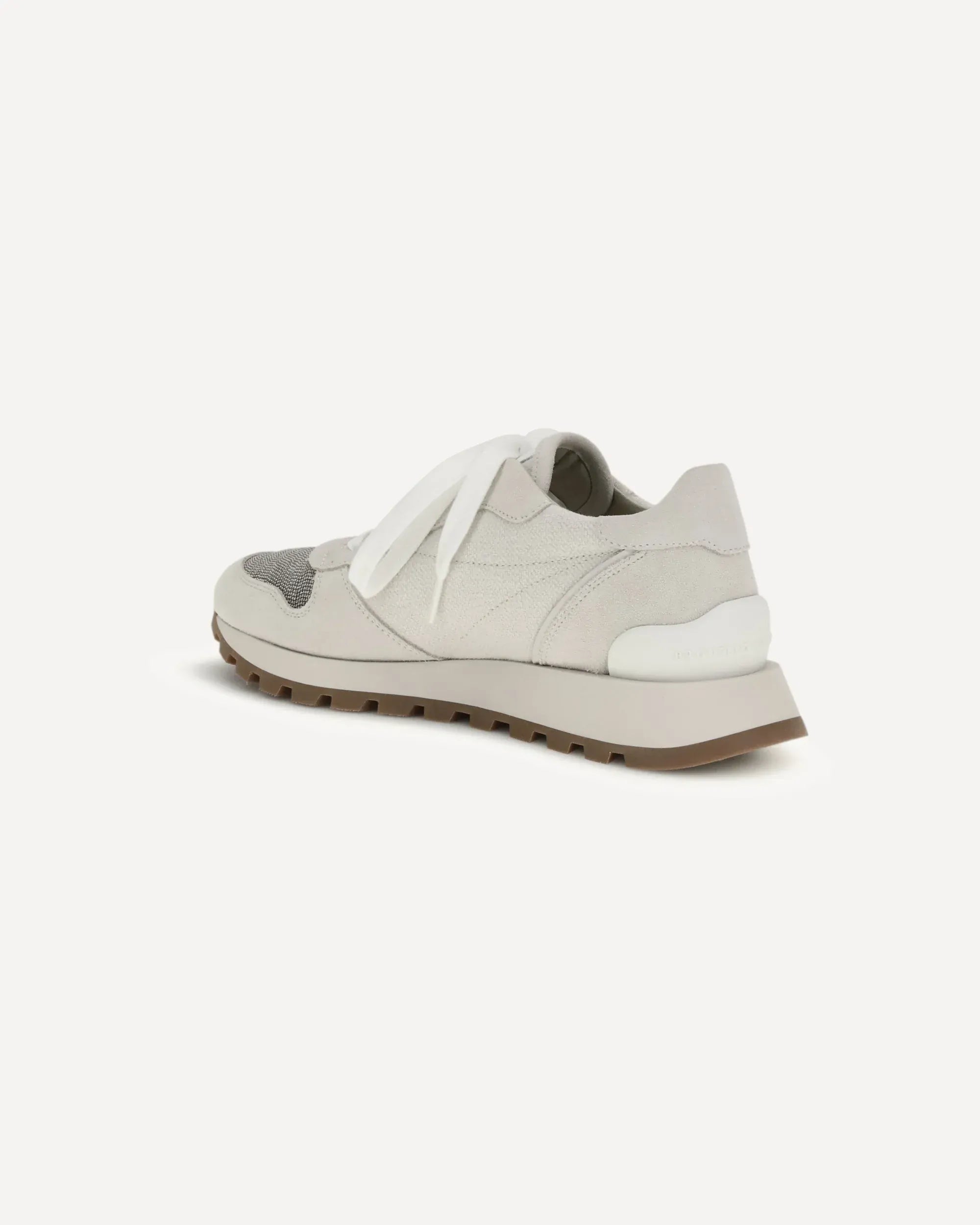 Brunello Cucinelli Grey Leather Precious Toe Sneakers