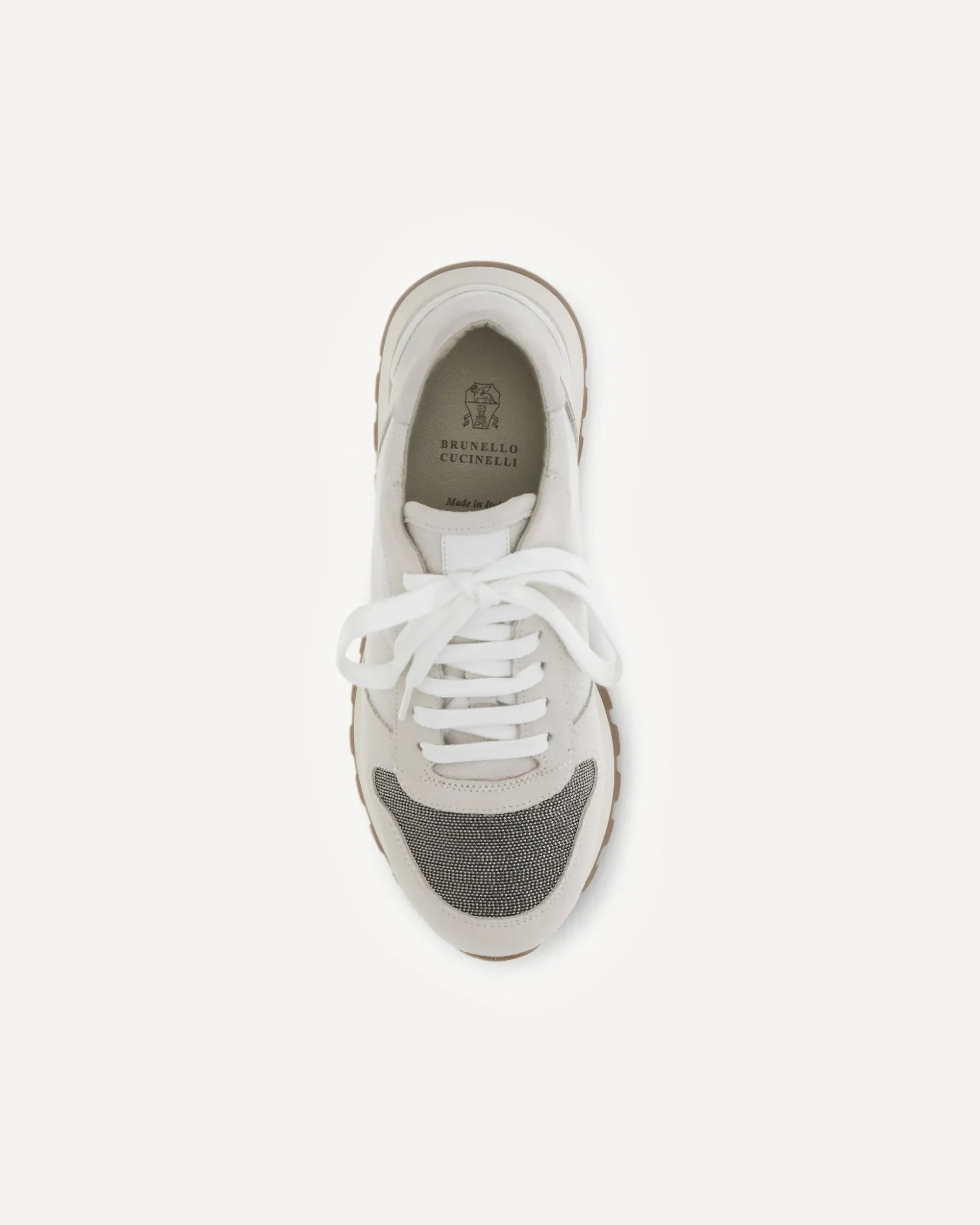 Brunello Cucinelli Grey Leather Precious Toe Sneakers
