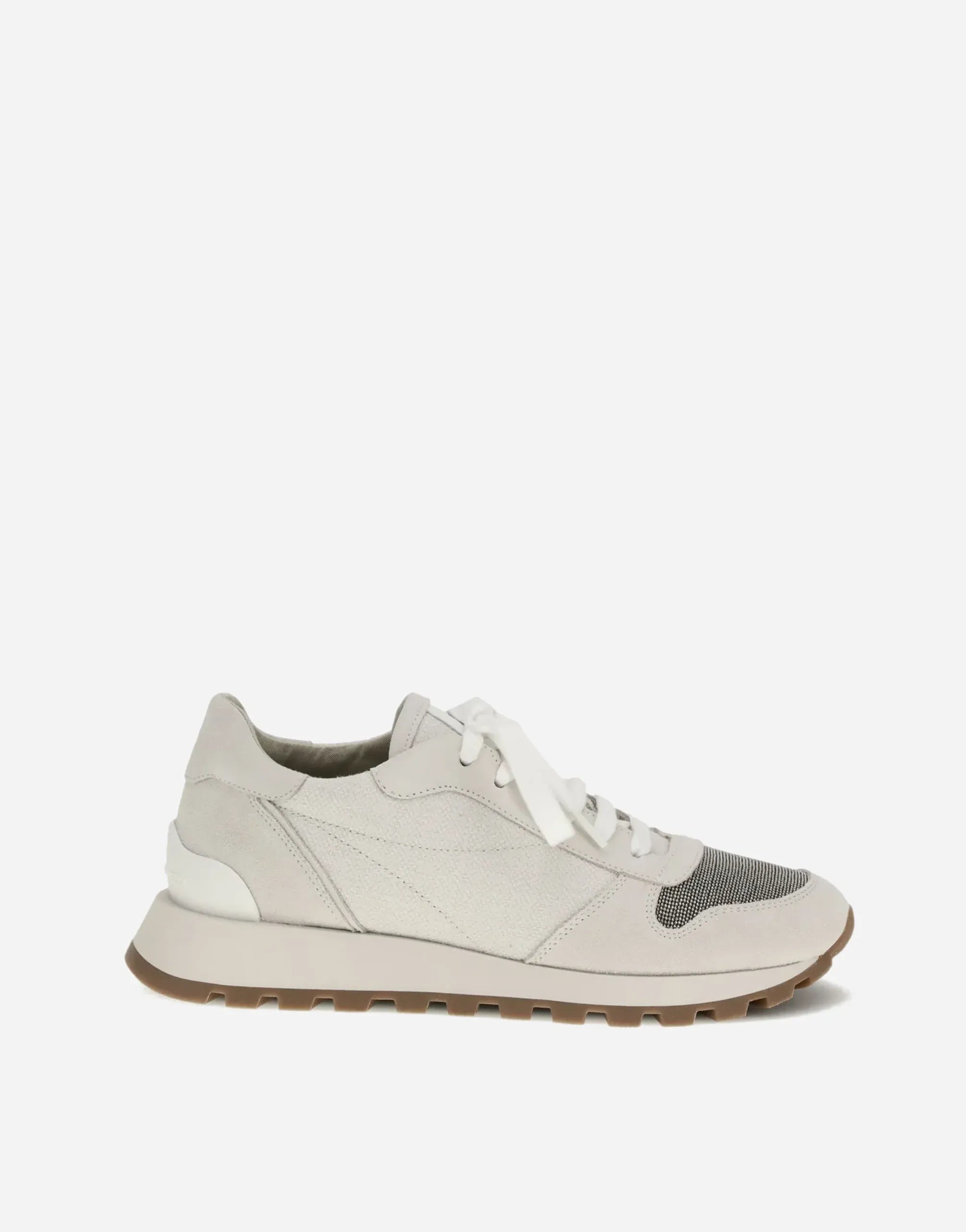 Brunello Cucinelli Grey Leather Precious Toe Sneakers