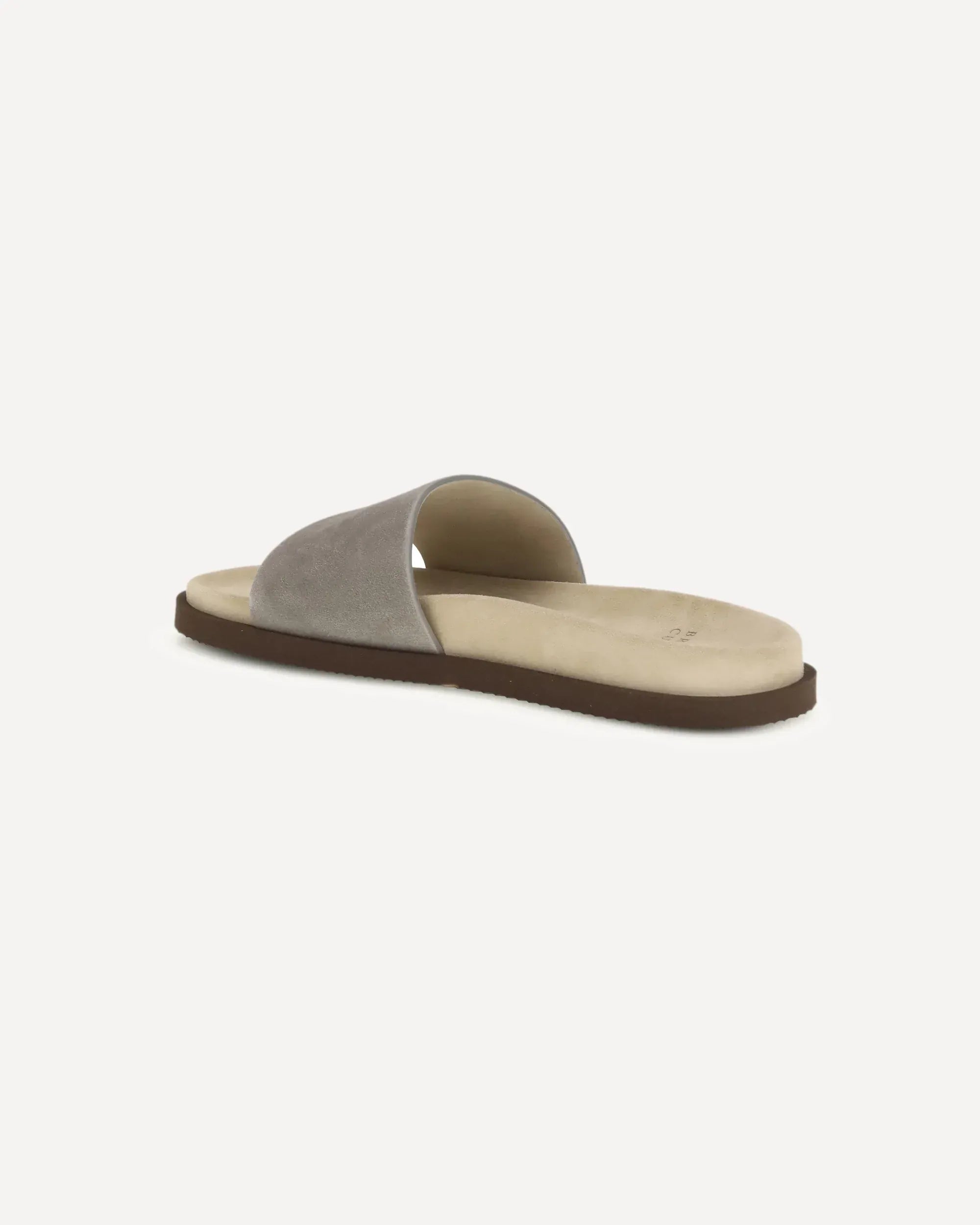 Brunello Cucinelli Grey Leather Slides