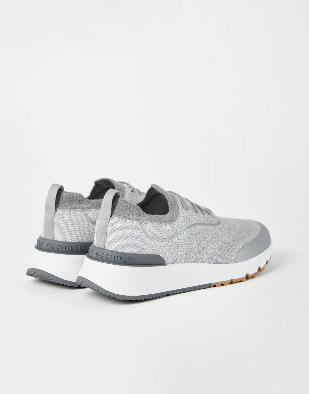 Brunello Cucinelli Grey Techno Cotton Knit Sneakers