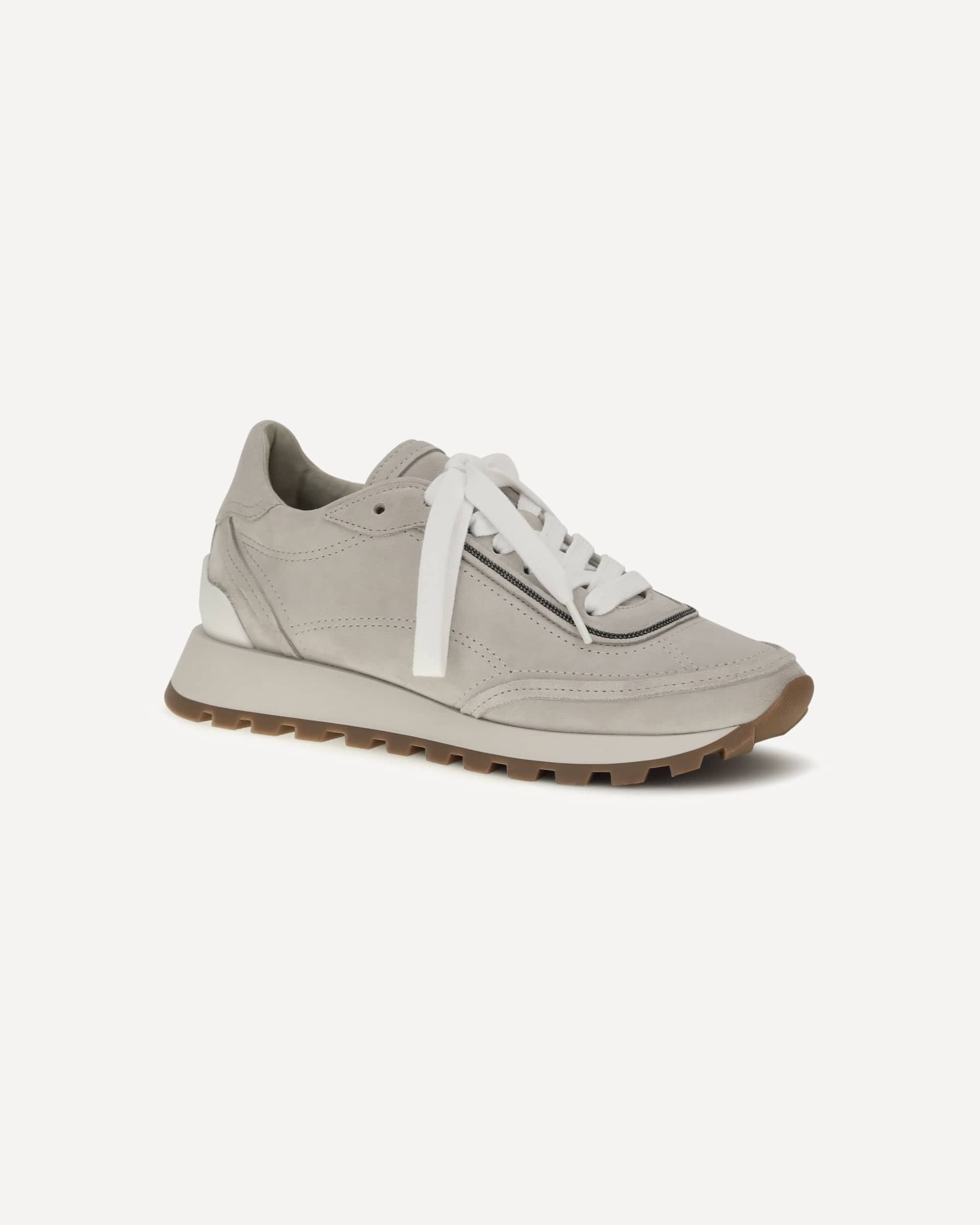 Brunello Cucinelli Hammered Leather Lace-Up Sneakers - alternate view