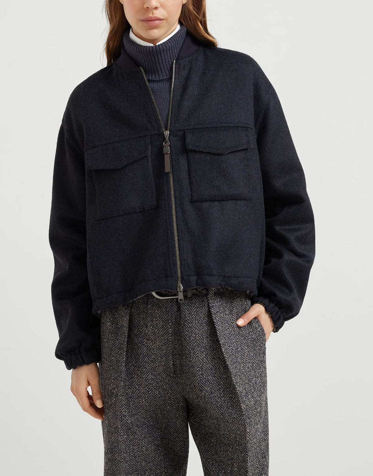 Brunello Cucinelli Hand-Crafted Wool Bomber Jacket