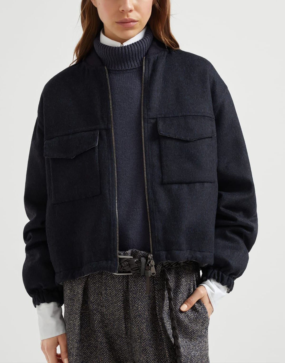 Brunello Cucinelli Hand-Crafted Wool Bomber Jacket