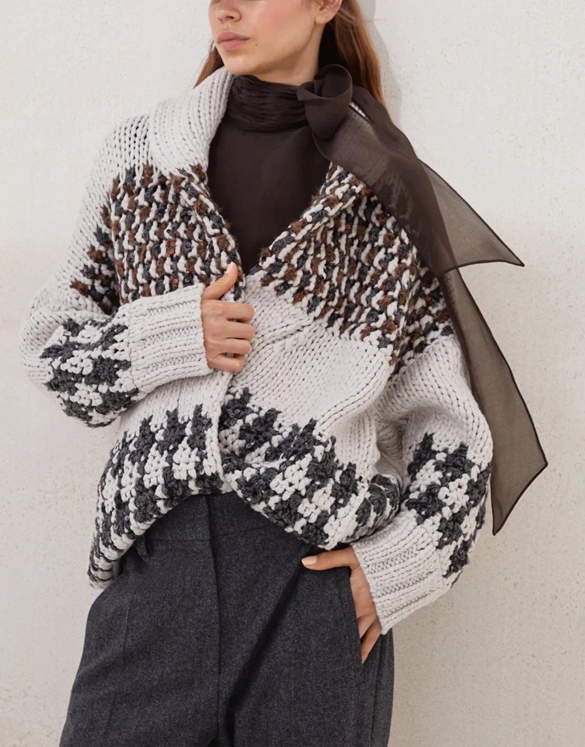 Brunello Cucinelli Handmade Prince of Wales OPERA Cardigan