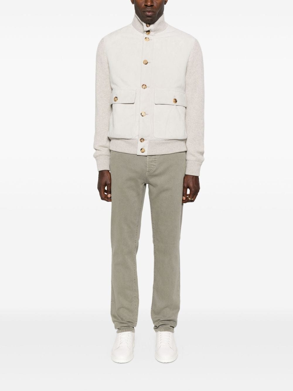 Brunello Cucinelli High-Neck Suede Jacket | Sendegaro AE